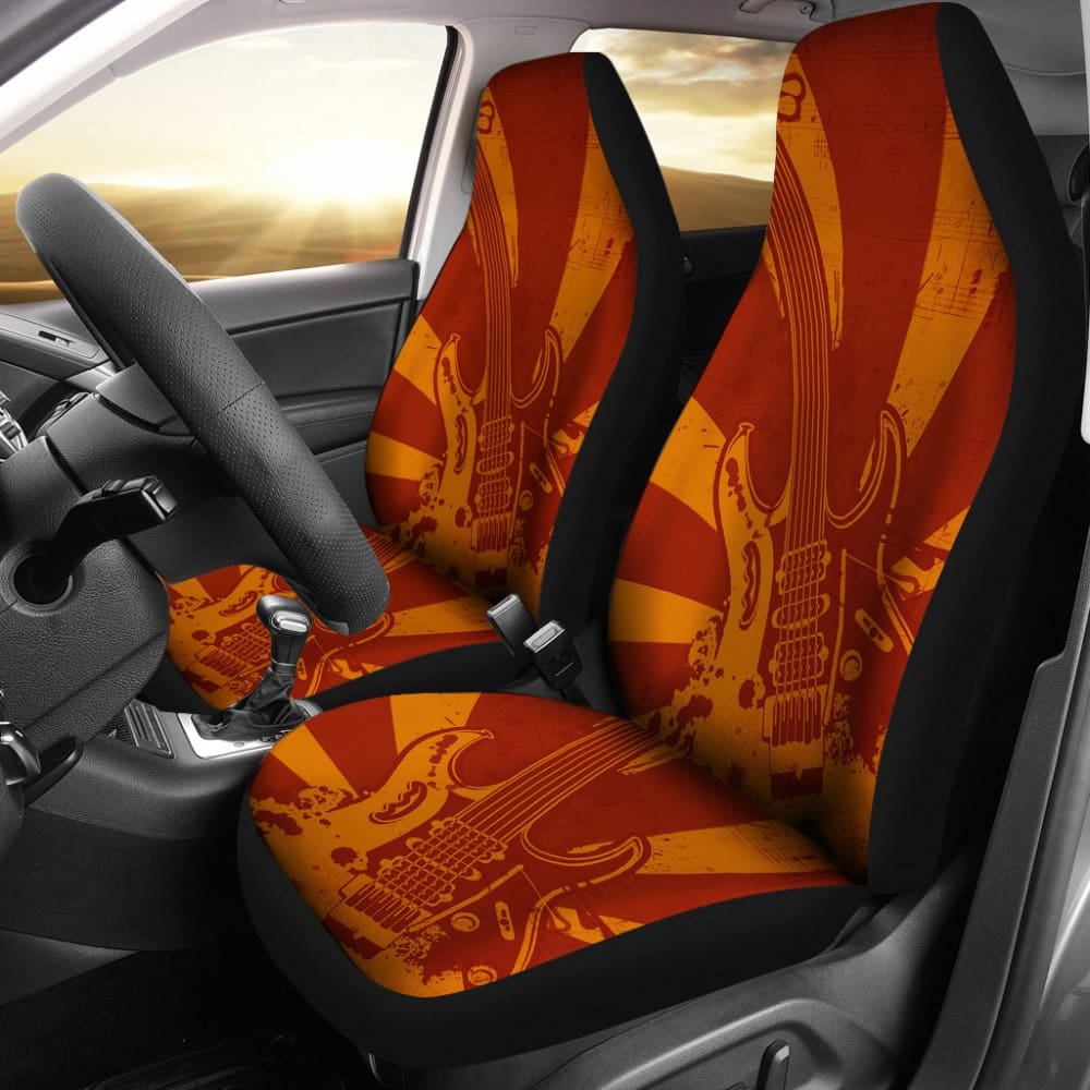 Vintage Style Electric Guitar Print Custom Car Seat Covers - Universal Fit for Cars, Trucks & SUVs - Perfect for Music Lovers & Road Trips