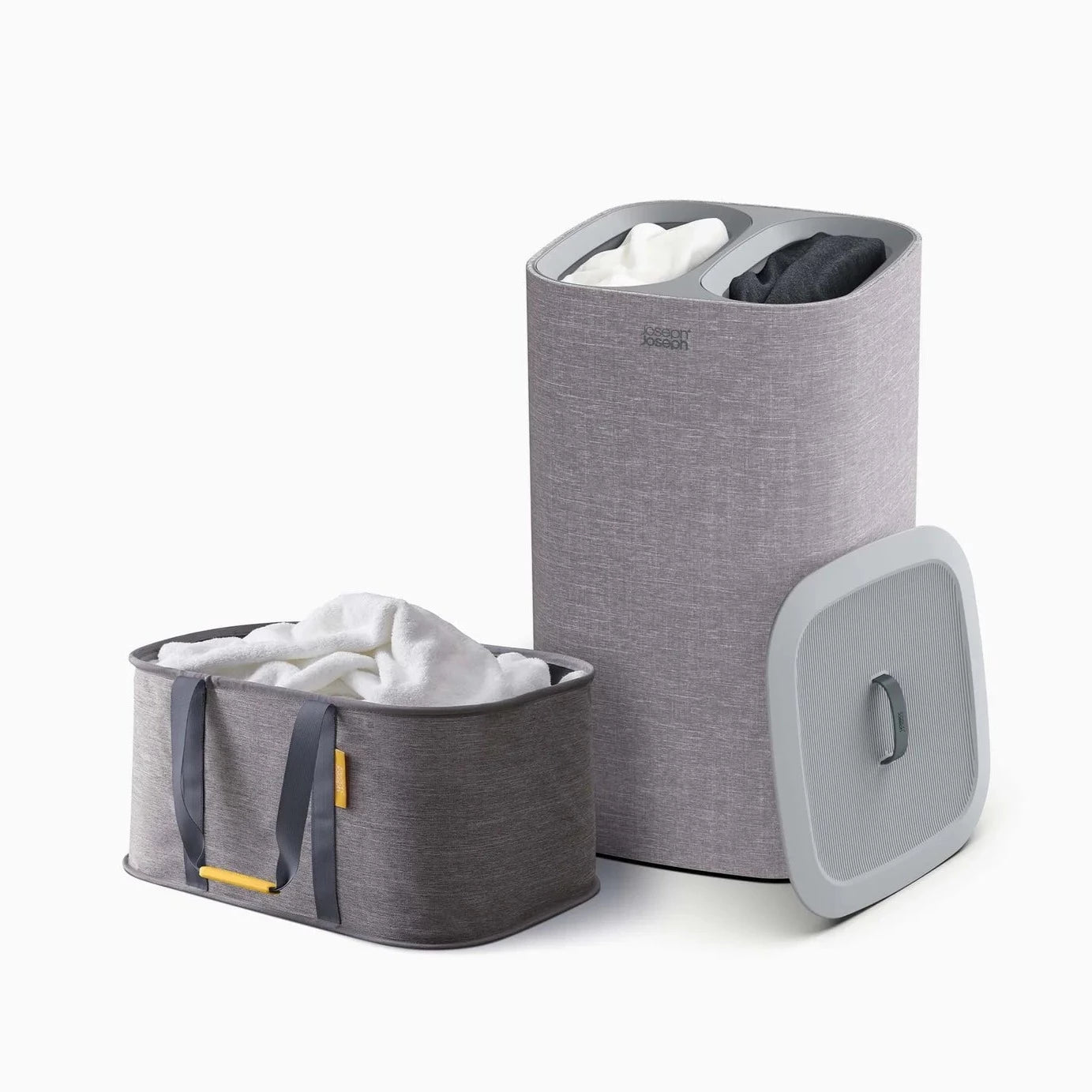 2-Piece Laundry Basket Set with Handles - Foldable Hamper for Clothes, Towels & Toys - Perfect for Bedroom, Bathroom & Dorm Organization (White)