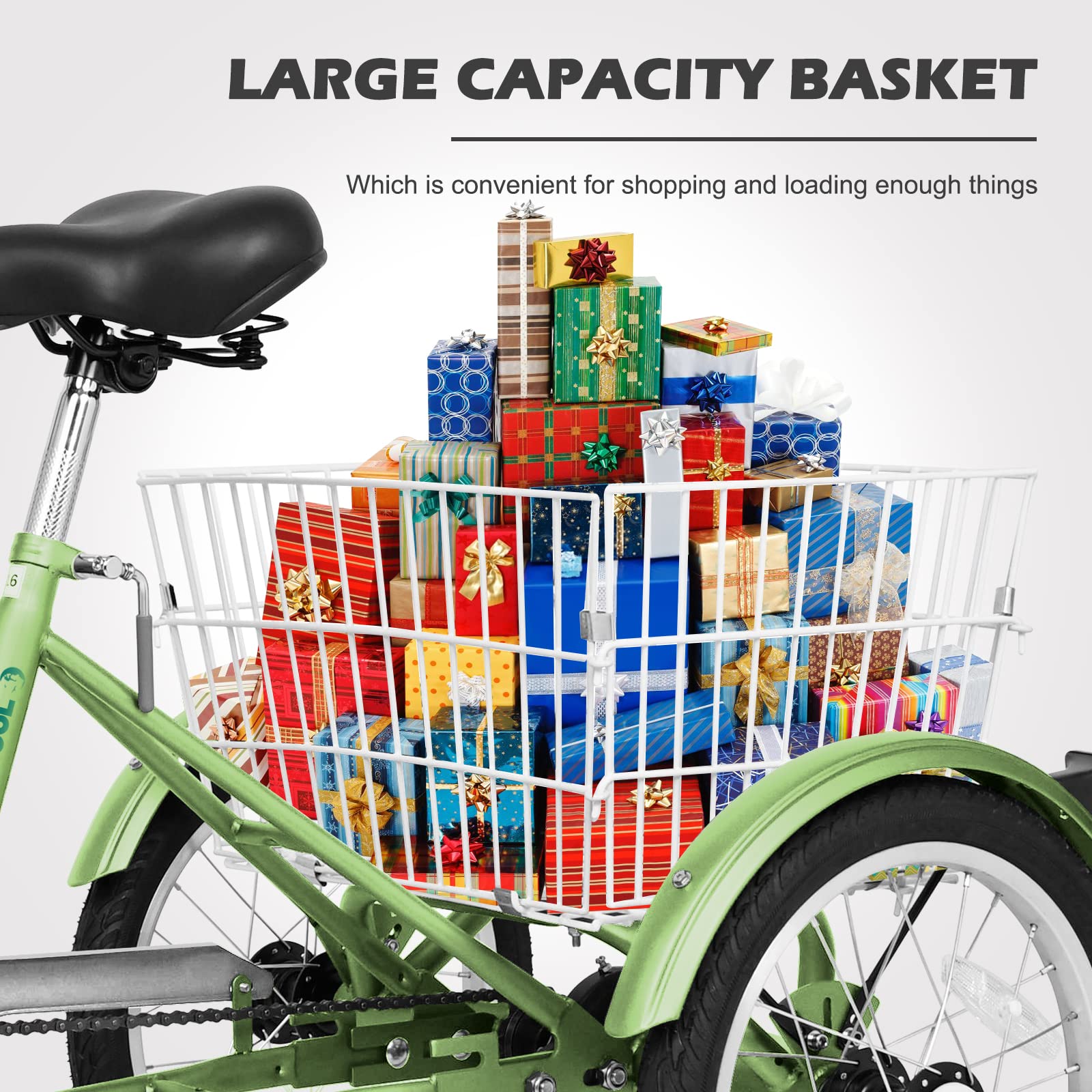 ABORON Adult Tricycle 3-Wheel Bike for Men & Women - Heavy Duty Double-Wall Alloy Rims - Comfortable Outdoor Exercise & Recreation Bike for Seniors, Commuting, Shopping & Leisure Riding