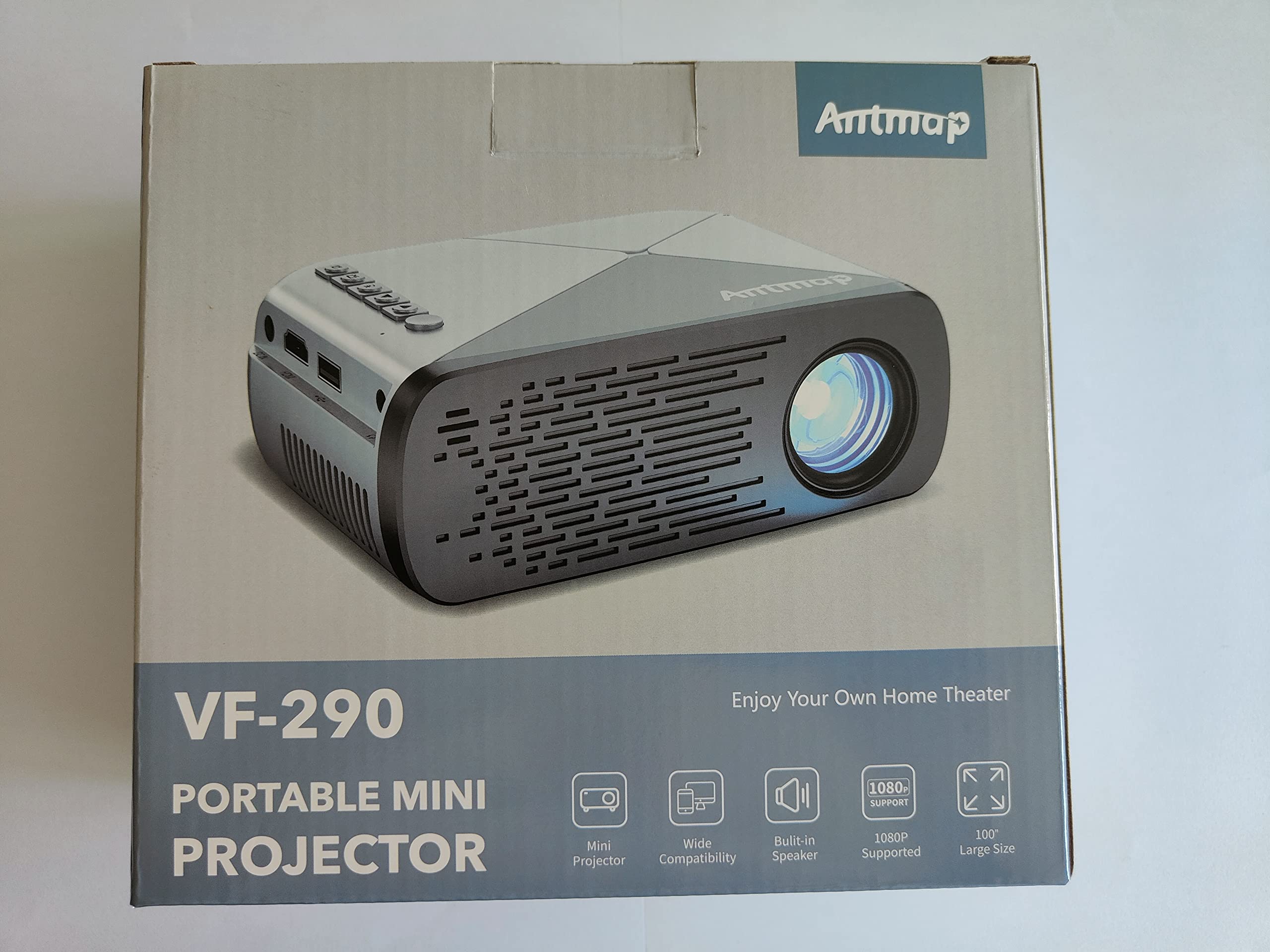 Antmap Mini WiFi Projector - Portable Pocket Projector for iPhone, Android, Laptop, TV Stick & Game Console | Wireless HDMI Connection | Ideal for Home Theater, Outdoor Movies & Business Presentations