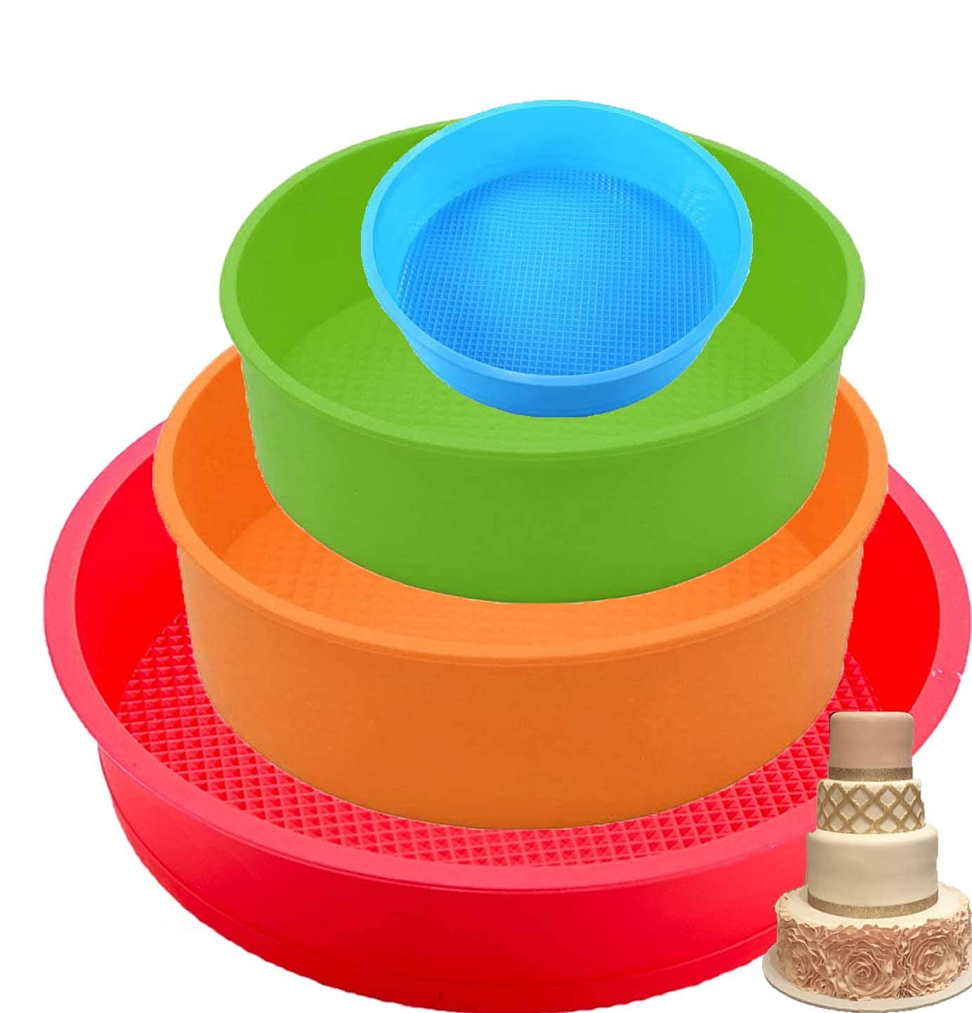 Premium Silicone Cake Mold Set - 6, 8, 9 & 10 Inch Round Baking Pans for Cakes, Pies & Desserts | Non-Stick, Oven Safe Bakeware for Home Bakers & Professional Chefs | Perfect for Birthday Cakes, Wedding Desserts & Holiday Baking