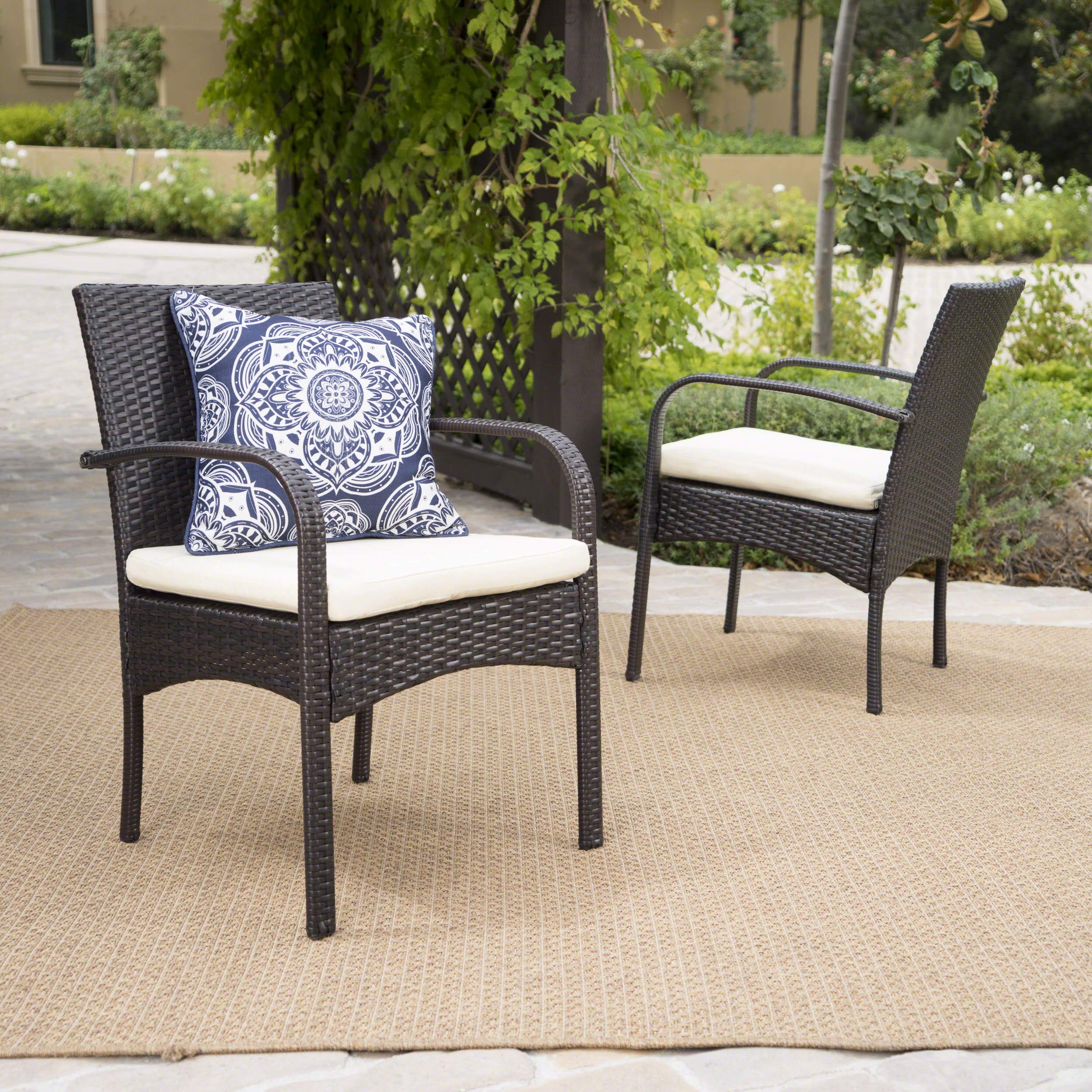 Christopher Knight Home Cordoba Outdoor PE Wicker Dining Chairs Set of 2 - Weather-Resistant Multibrown Patio Furniture for Garden, Poolside & Backyard Dining