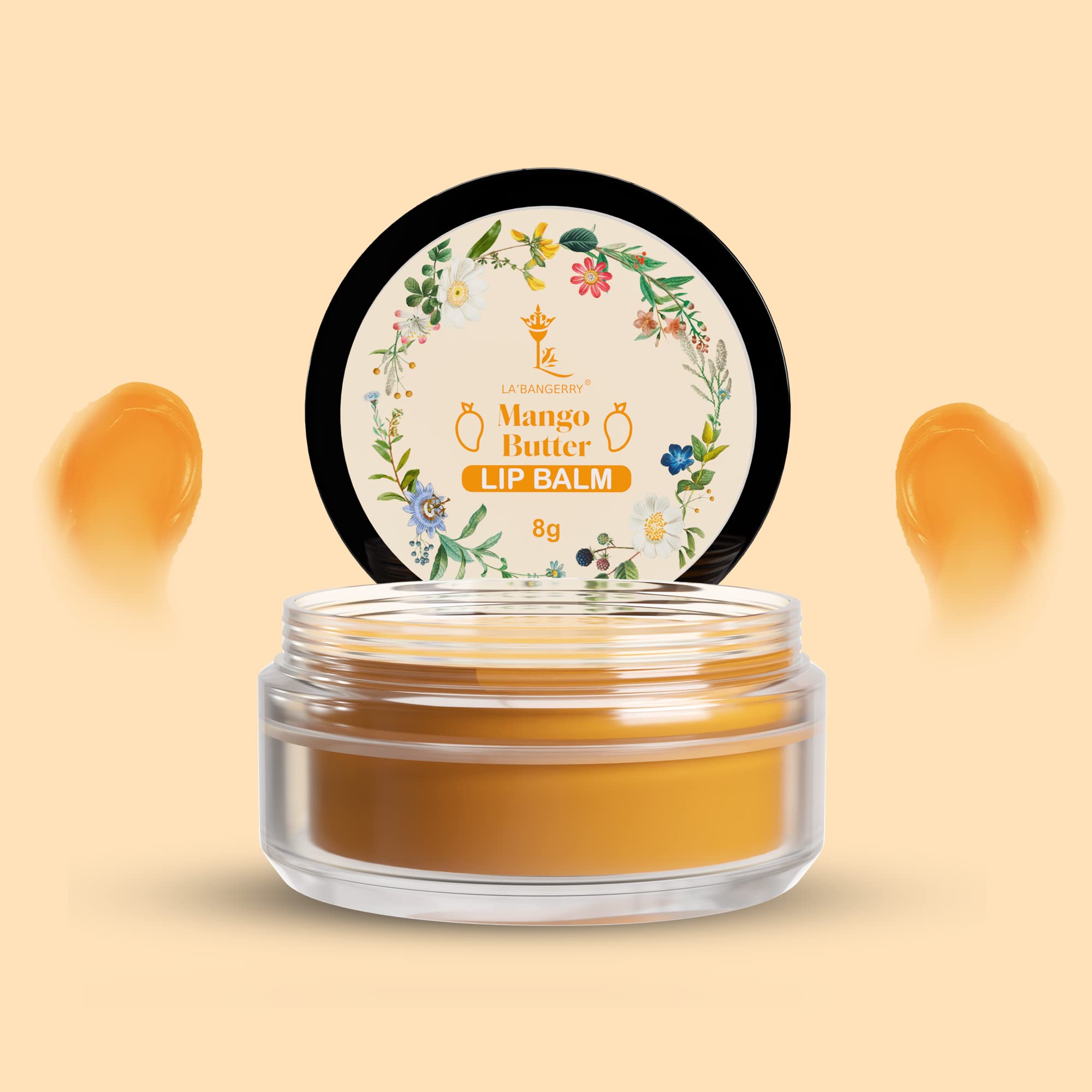 LA'BANGERRY 100% Natural Mango & Cocoa Butter Lip Balm for Dry, Cracked Lips - Hydrating & Soothing Lip Conditioner for Men & Women (Pack of 2, 8g Each) - Perfect for Winter Care, Daily Moisturizing & On-the-Go Lip Protection