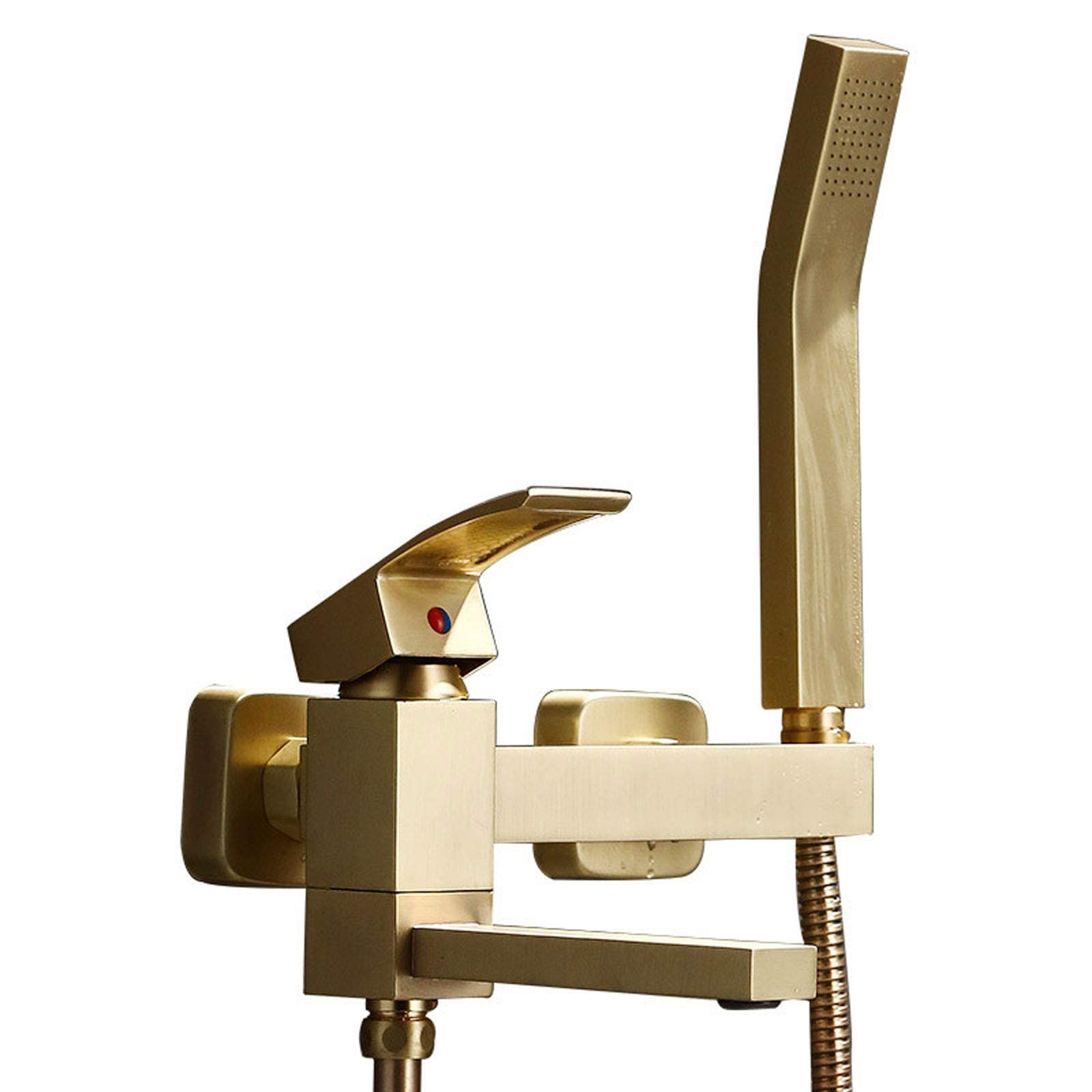 Premium Brass Wall Mounted Shower System - Luxury Bathroom Shower Set with Handheld Shower Head & Mixer Tap - Modern Gold Shower Fixture for Hotels, Gyms & Home Bathrooms - Perfect for Spa-Like Experience & Water-Saving Showers