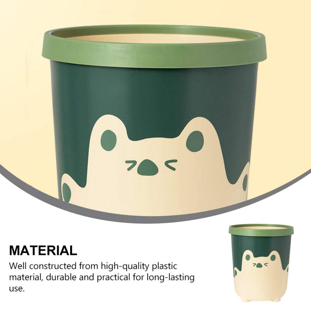 Hemoton 1pc Cartoon Trash Can with Lid - Small Plastic Garbage Bin for Kitchen, Bathroom, Office - Durable PP Material, Mini Waste Container for Home & Workspaces
