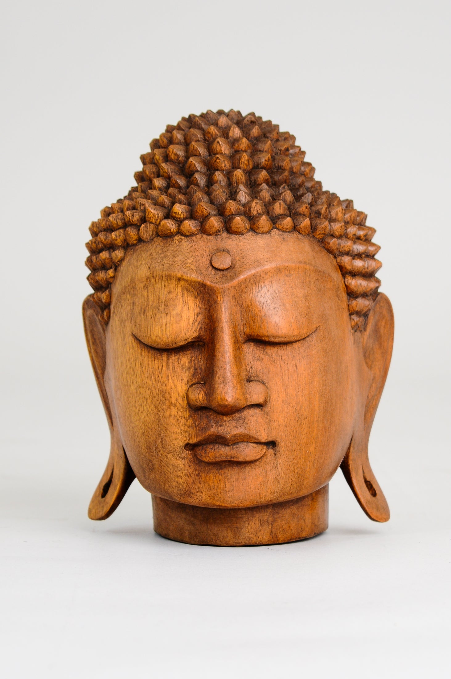 Hand Carved Wooden Buddha Statue Head - Meditation Decor, Yoga Room, Zen Home Decor, Spiritual Gift for Peace and Serenity