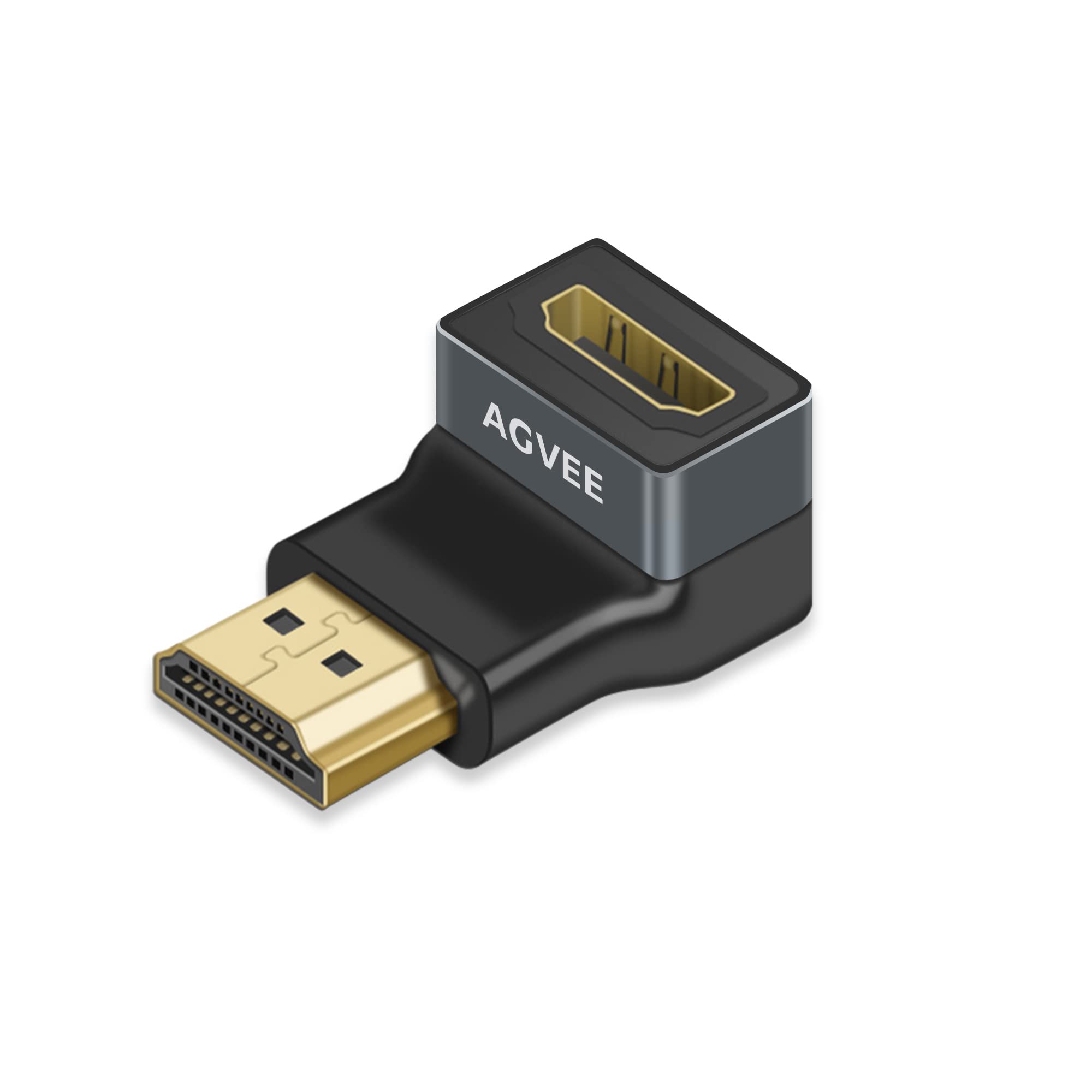 2-Pack AGVEE 4K 60Hz HDMI 2.0 Right Angle Adapter (90° & 270°) - Male to Female Extender for Roku, Chromecast, Fire TV Stick, Nintendo Switch, Xbox, PS4, PS3, Laptop & PC - Perfect for Tight Spaces Behind Wall-Mounted TVs & Gaming Setups