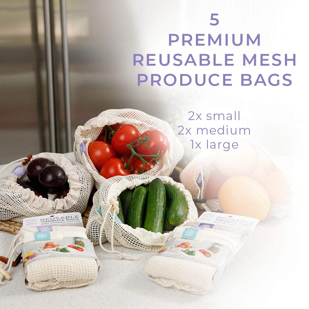 Reusable Eco-Friendly Mesh Produce Bags for Groceries & Shopping