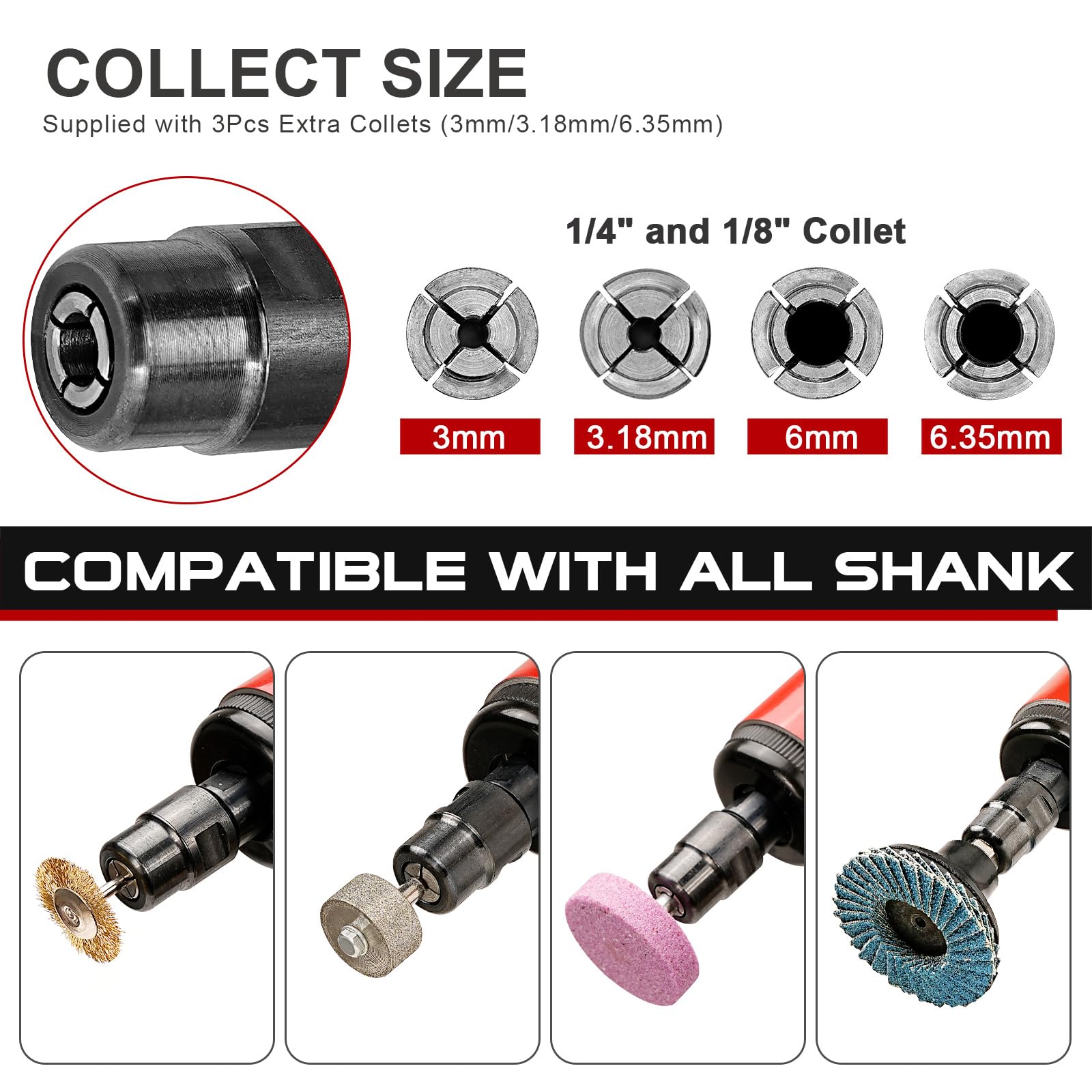 16Pcs Air Die Grinder Kit - 1/4