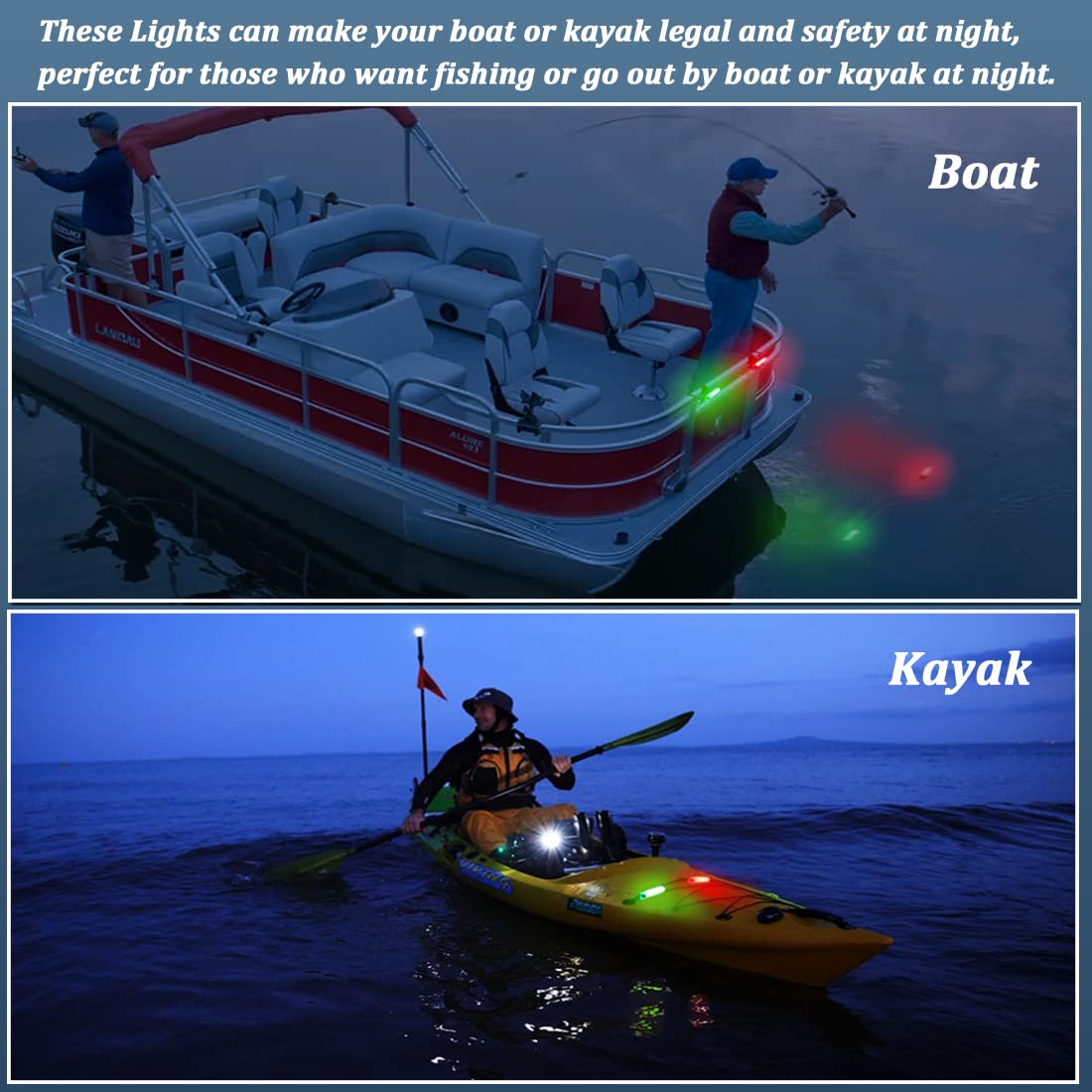 Waterproof Kayak Navigation Lights for Night Kayaking & Boating Safety