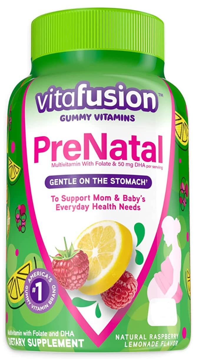 Vitafusion Prenatal Gummy Vitamins - Lemon & Raspberry Lemonade Flavored Prenatal Vitamins for Women, 90 Count | Supports Healthy Pregnancy & Fetal Development