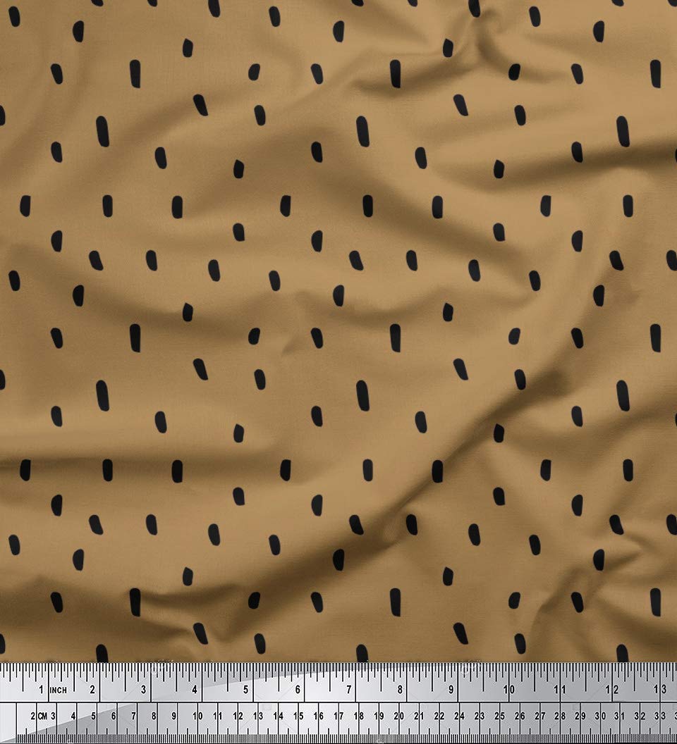 Soimoi Moss Georgette Brown Fabric by The Yard - 42 Inch Wide Brush Stroke Abstract Printed Textile for Dresses, Scarves & Home Decor - Artistic Flowy Fabric for DIY Fashion & Bohemian Decor Projects
