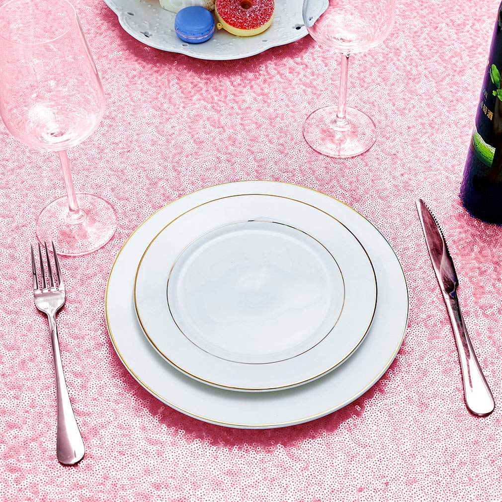 50x50 Inch Pink Square Sequin Tablecloth - Glitter Party Table Cover for Wedding, Bridal Shower, Birthday, Banquet & Dessert Table Decorations | Perfect for Home Decor, Holiday Parties & Special Events