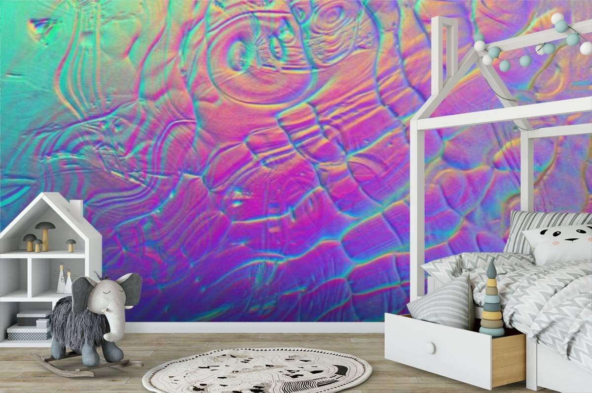3D Abstract Holographic Foil Wallpaper - Self-Adhesive Pearl Gradient Wall Mural for Bedroom, Living Room & Dorm Decor | Peel & Stick Removable Wallpaper for Walls, Ceiling & Wardrobes | Modern Home Interior Design Upgrade