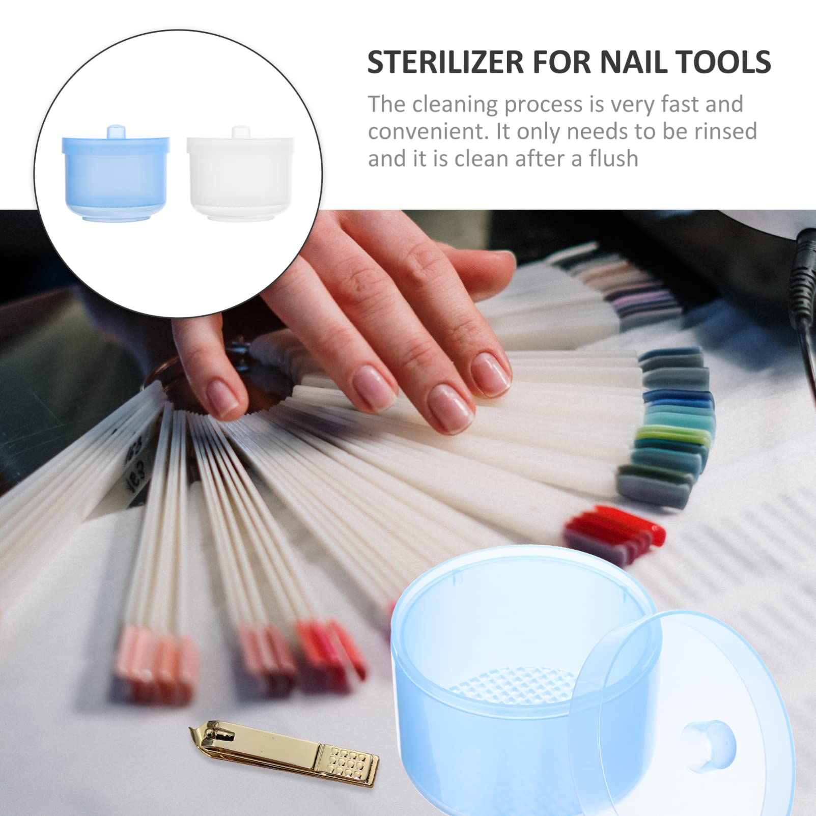2 Pack Nail Art Tool Cleaning Cup - Professional Manicure Soaking Tray with Net for Nail Accessories | Perfect for Salon, Home Nail Care & DIY Nail Art