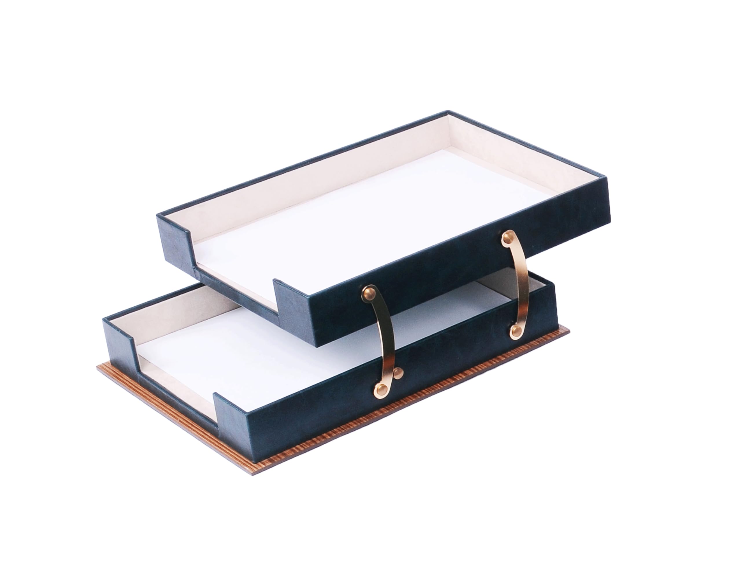 Premium Leather & Wood Desk Organizer Set - 11-Piece Luxury Office Desk Accessories with Double Tray, Desk Supplies for Home & Office (Green) | Perfect for Executive Desks, Home Offices & Workspace Organization