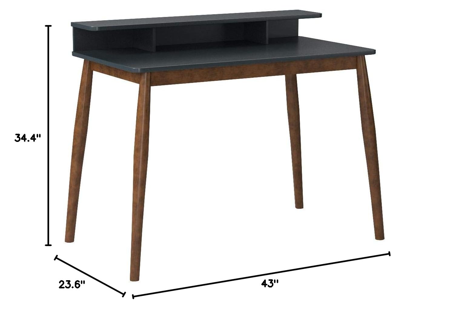 Roundhill Furniture Roskilde Storage Wood Office Desk - Gray, Modern Home Office Desk with Drawers, Perfect for Small Spaces & Remote Work