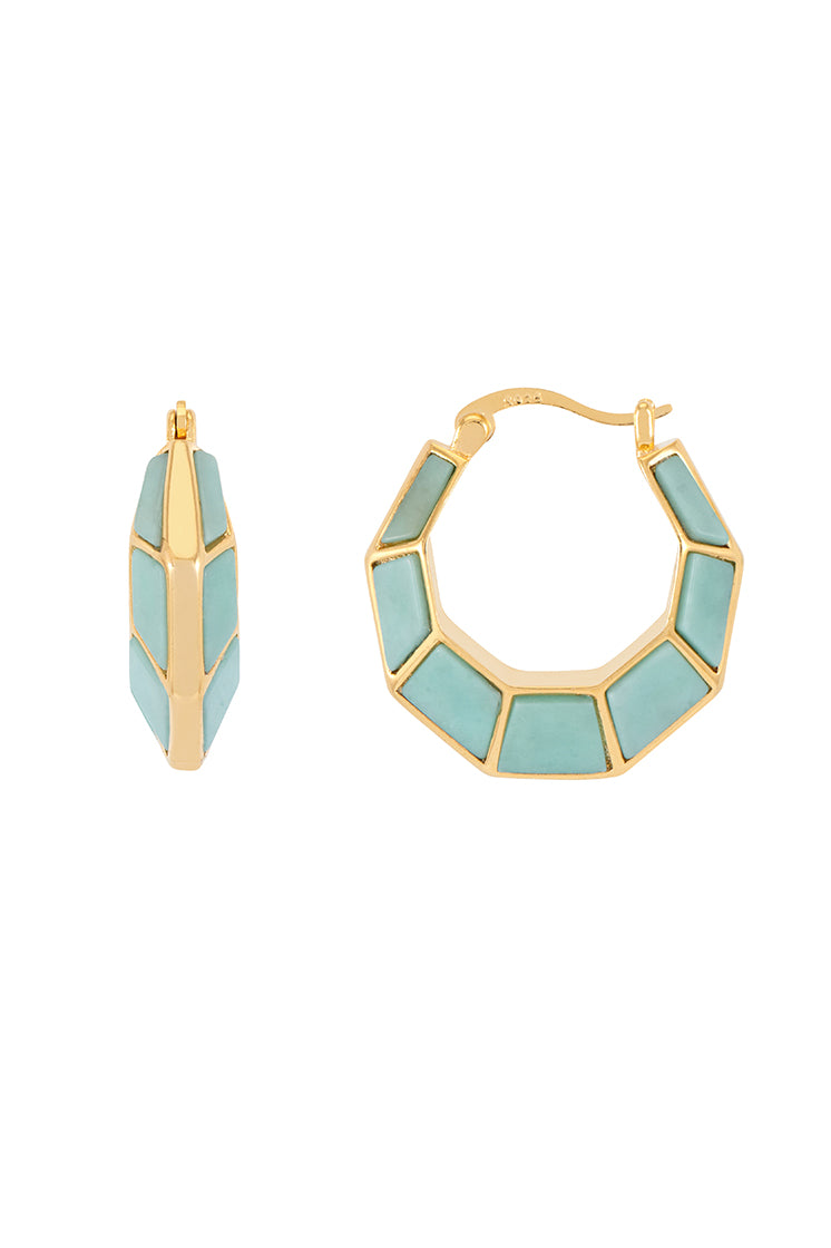 Octagon Hinge Hoop Earrings for Women - Sterling Silver Geometric Dangle Earrings - Trendy Statement Jewelry for Party, Wedding & Everyday Wear