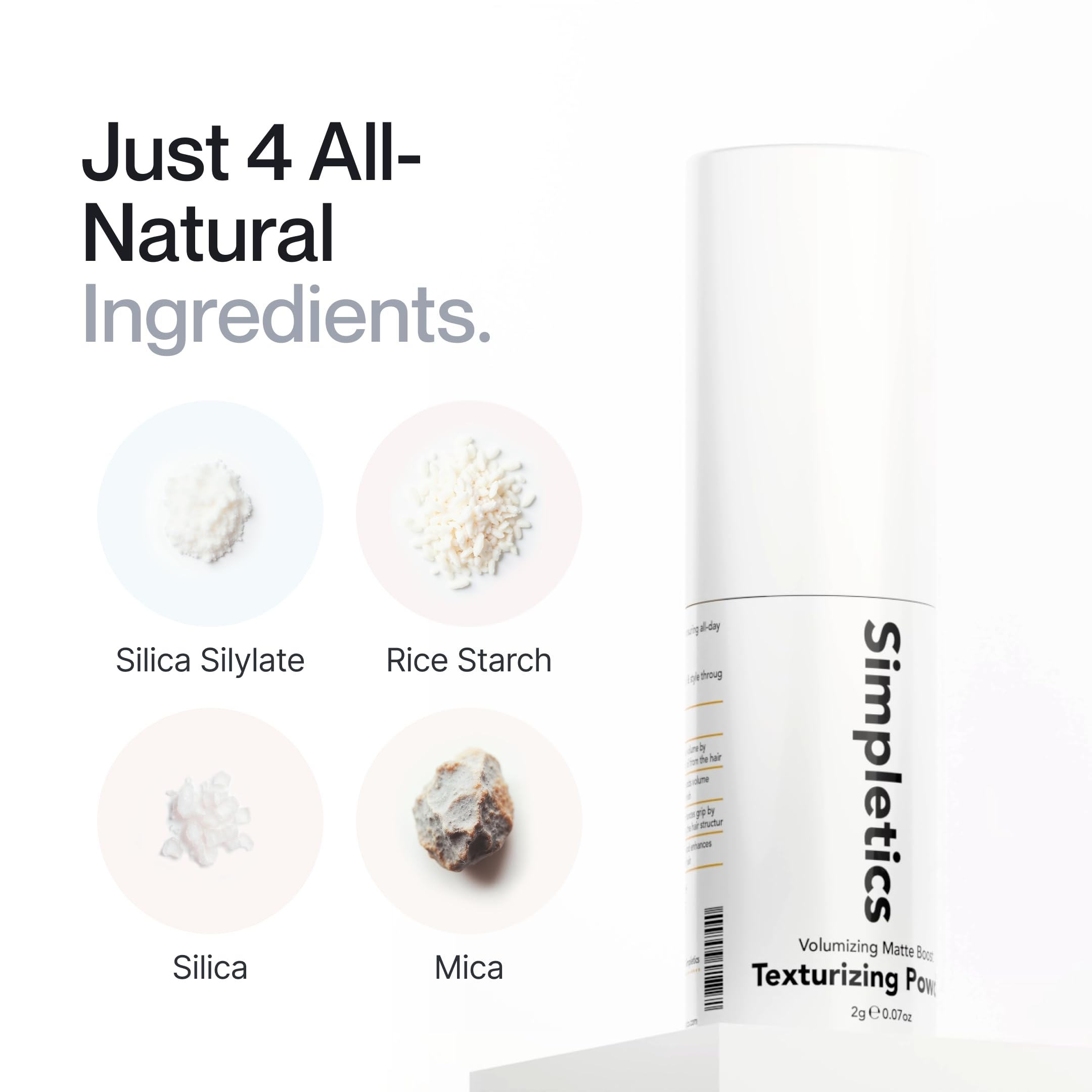 Natural Texturizing Powder for Hair Volume & Texture - 4-Ingredient Nourishing Formula with Rice Starch - Chemical-Free Volumizing Powder for Men & Women (2-Pack) - Perfect for Beachy Waves, Updos & Everyday Styling