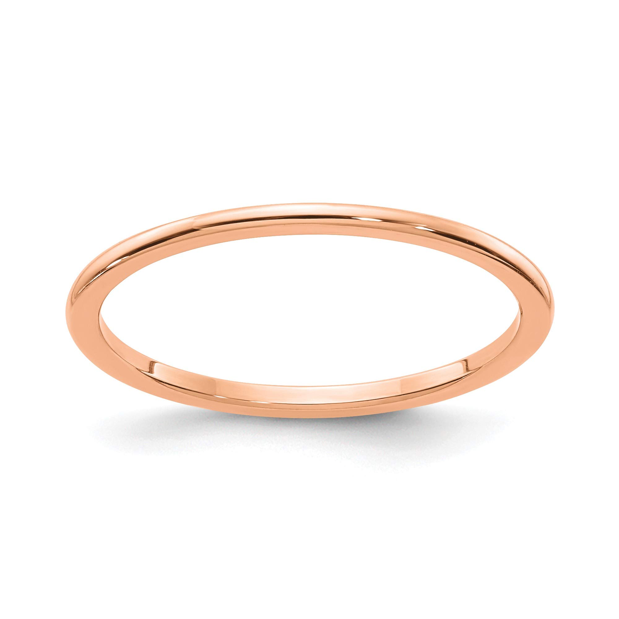 14K Rose Gold 1.2mm Half Round Stackable Band Ring - Size 7 - Dainty Minimalist Wedding Band, Anniversary Gift for Her - Perfect for Everyday Wear, Stacking & Special Occasions