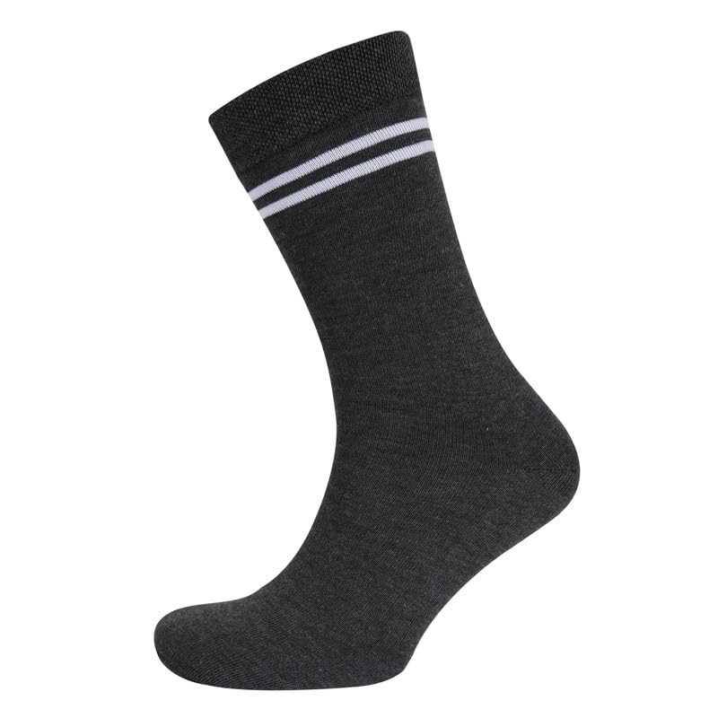 Bizala Grey & White Striped Wool School Socks for Boys & Girls (5 Pairs) - Warm Calf-Length Winter Socks for Kids' Uniforms & Daily Wear