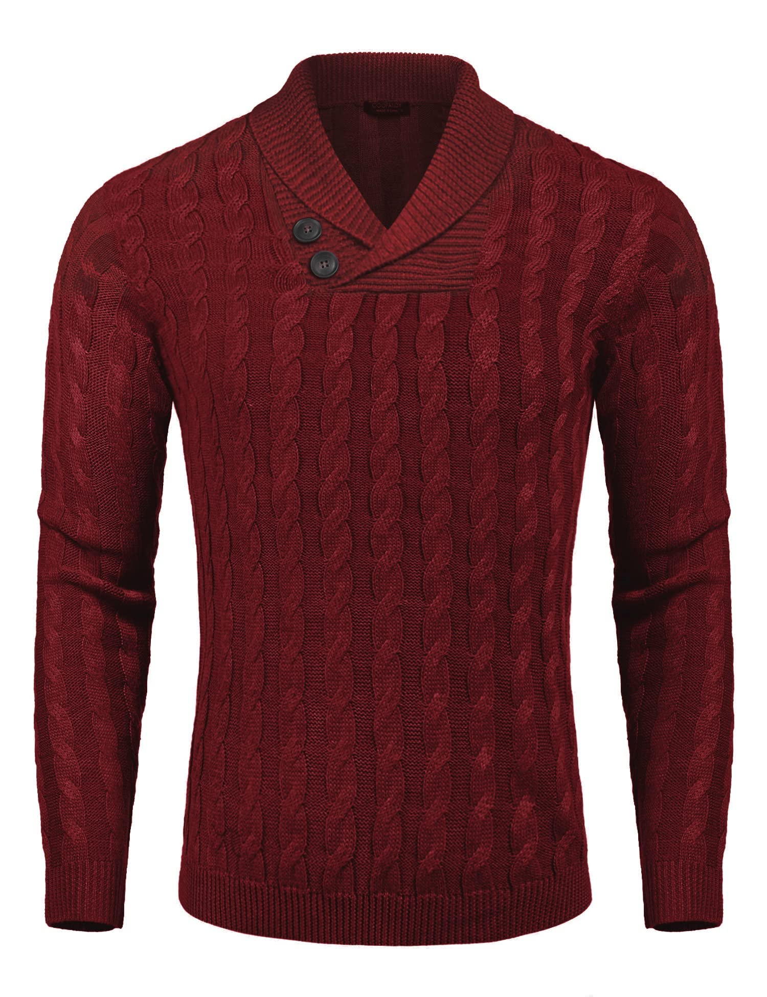 COOFANDY Men's Slim Fit Shawl Collar Pullover Sweater - Casual Button Cable Knit Sweater for Fall & Winter | Office, Dating & Holiday Outfits