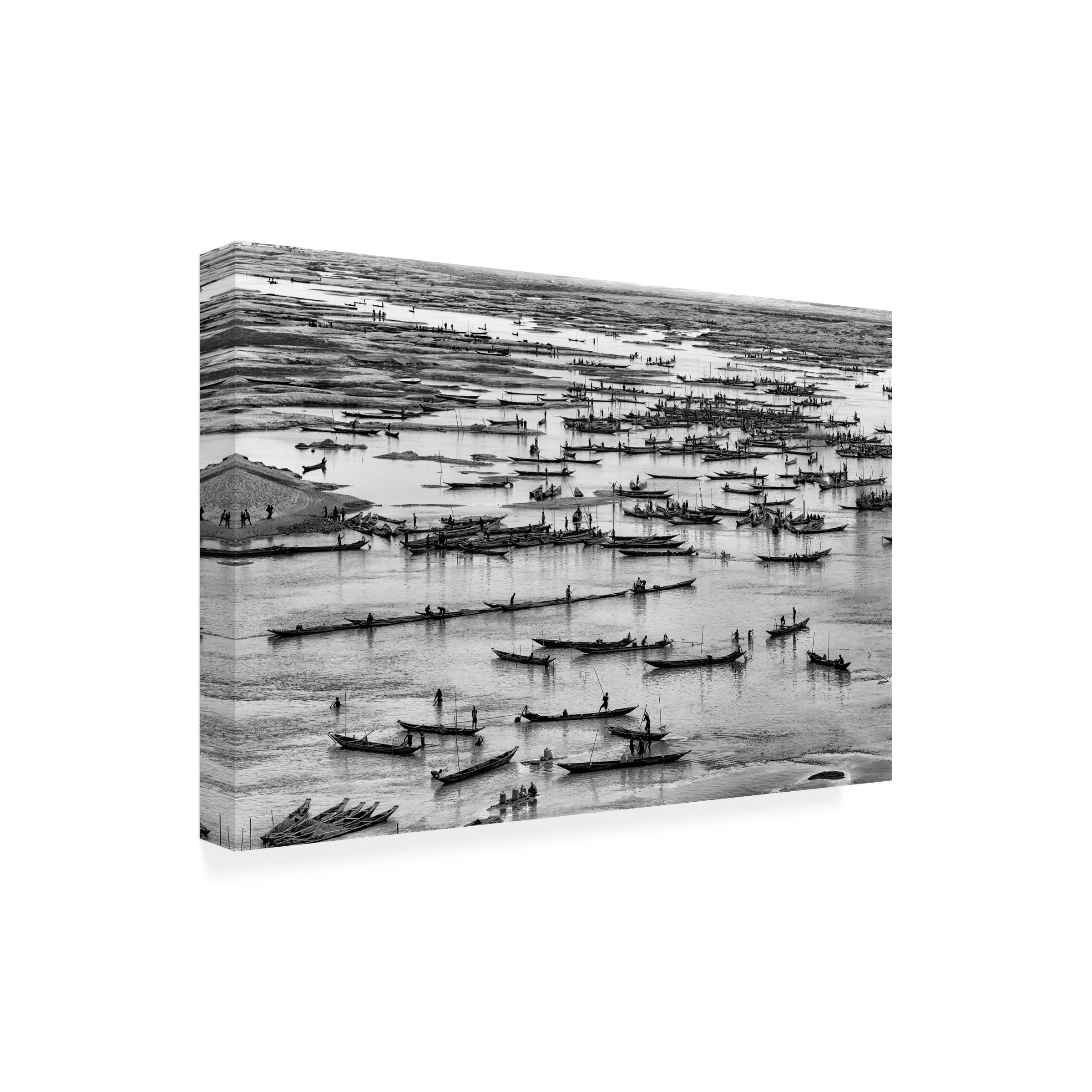 Trademark Fine Art 'Mass of Boats' Canvas Wall Art by Azim Khan Ronnie - Stunning Nautical Decor for Living Room, Bedroom & Office