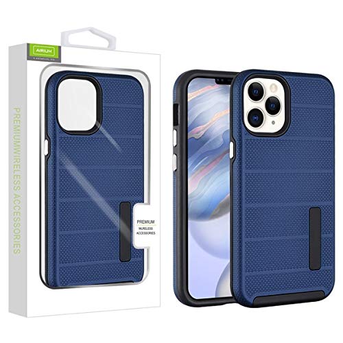 Airium Fusion Protector Case for Apple iPhone 12 & iPhone 12 Pro 6.1 Inch - Ink Blue Dots Textured Black | Shockproof & Anti-Scratch | Perfect for Work, Travel & Outdoor Activities