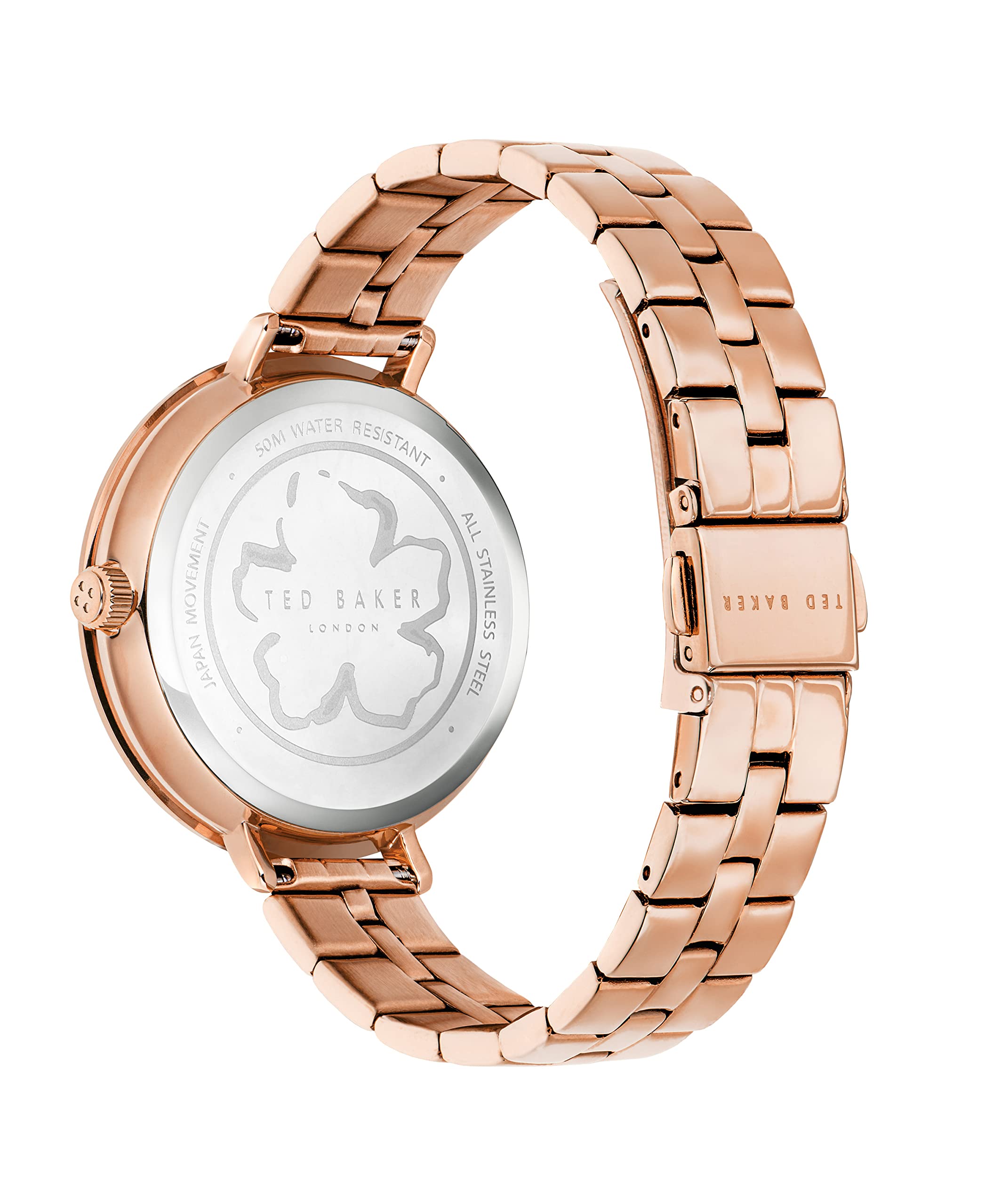 Ted Baker Women's Rose Gold Stainless Steel Casual Watch - Quartz Movement, Black Dial, Adjustable Strap (Model BKPAMS2169I) | Perfect for Office, Date Night & Everyday Wear