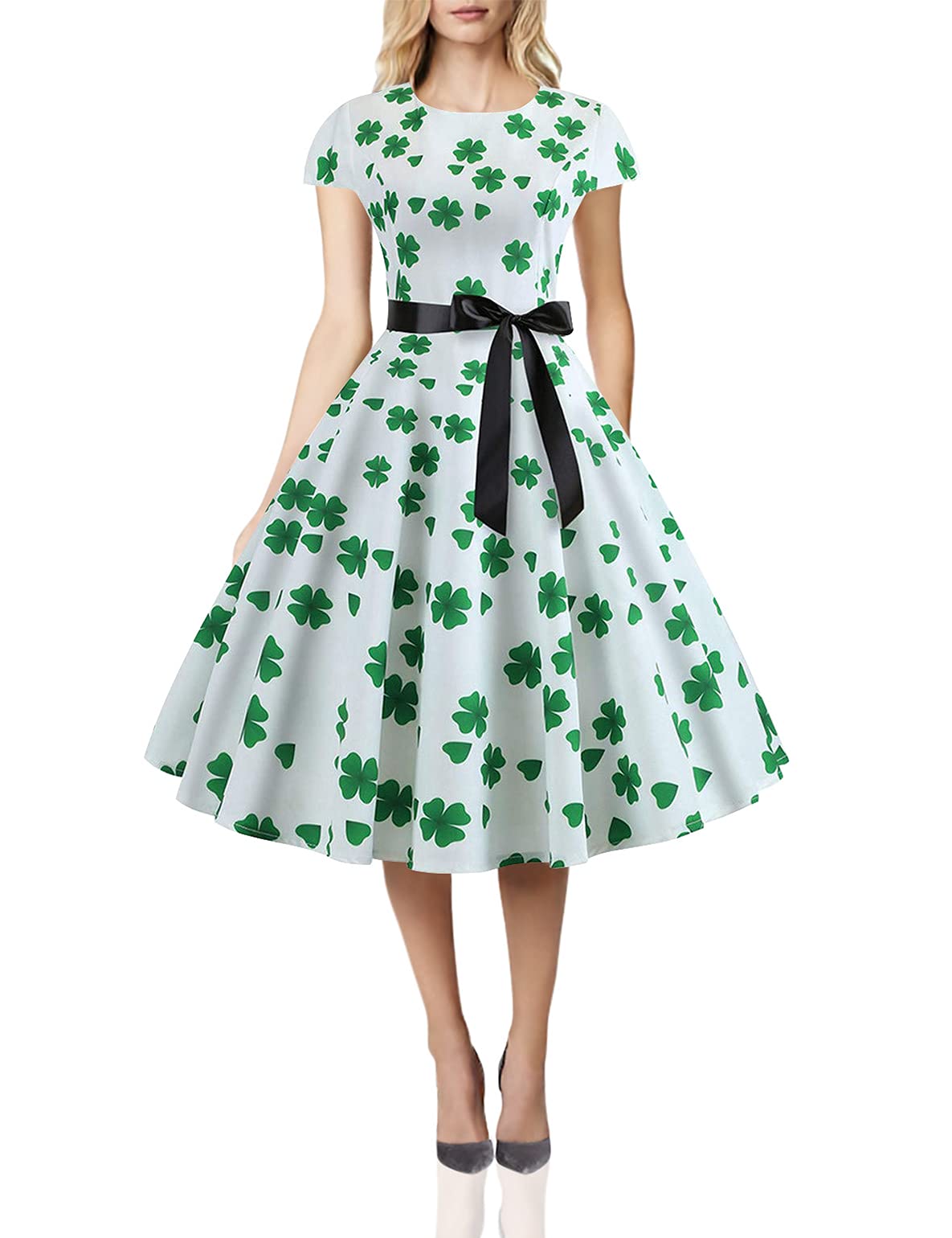 Women's St. Patrick's Day Green Clover Shamrock Dress - Irish Themed Fancy Costume for Party & Celebration | Perfect for Pub Crawls, Parades & Festive Events