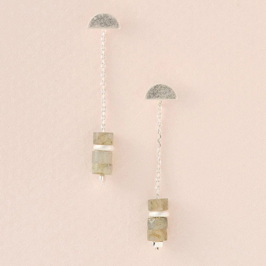 Labradorite Silver Thread & Jacket Earrings - Elegant Gemstone Jewelry for Women | Perfect for Parties, Weddings & Everyday Wear
