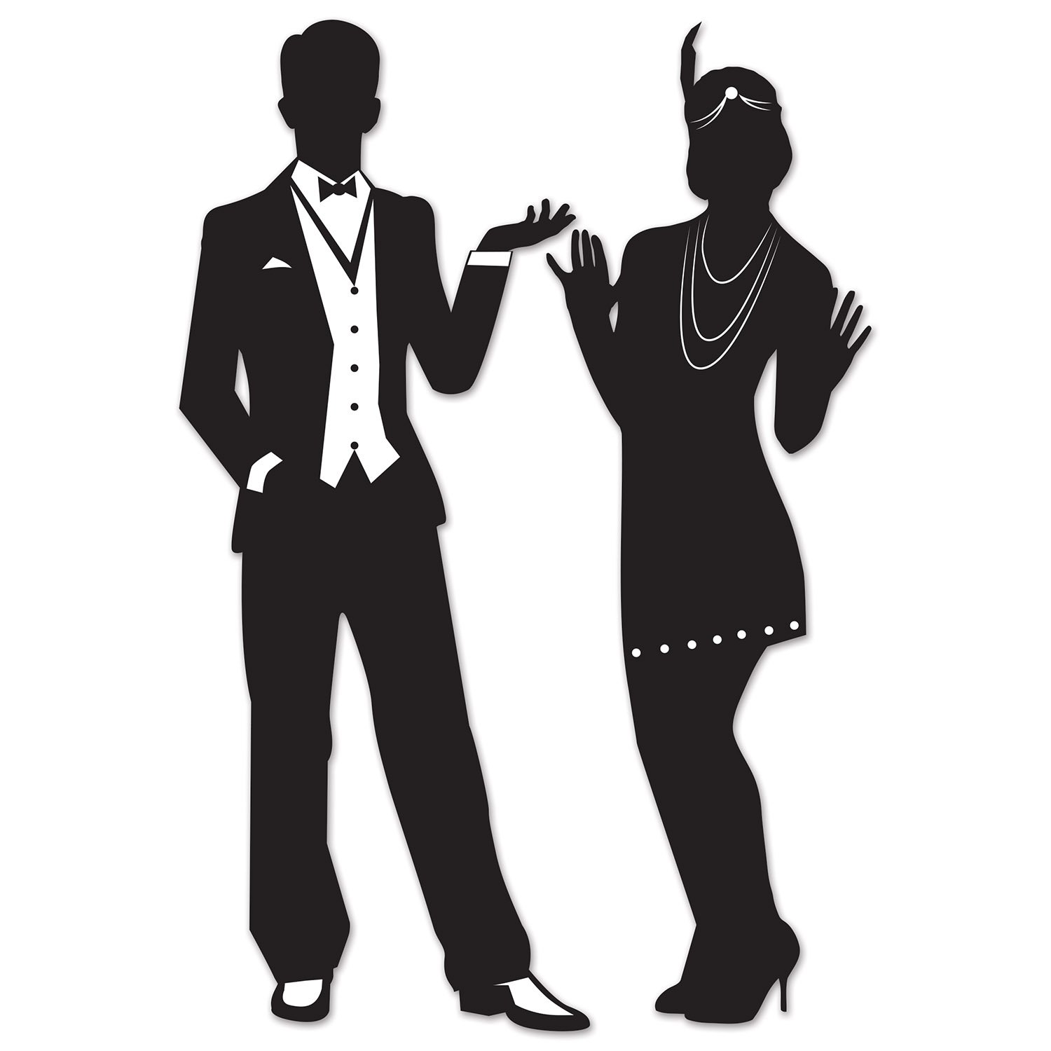 24 Pack Black Dancers Silhouette Cutouts - 37 Inch Tall Party Decorations for Club Events, Birthday Parties & Dance Performances