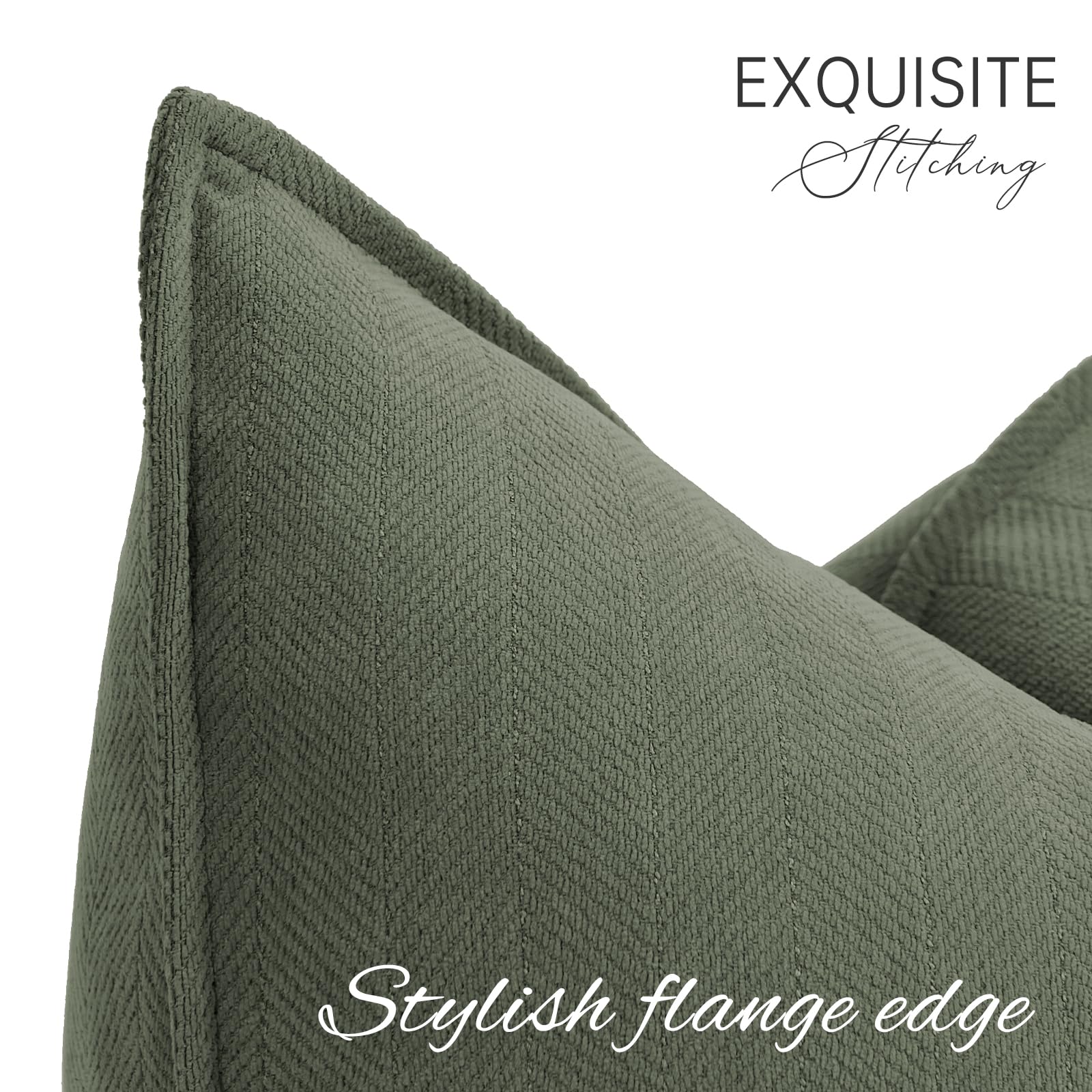 Premium Chenille Throw Pillow Covers Set of 2 - 22x22 Inch Soft Luxury Decorative Pillowcases in Army Green for Sofa, Bedroom & Home Decor | Perfect for Living Room, Bedding & Cozy Home Styling