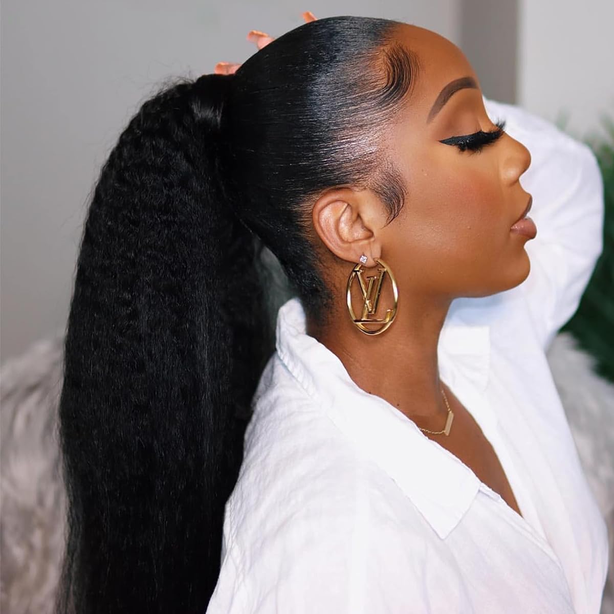 100% Human Hair Drawstring Ponytail Extensions - Kinky Straight 20