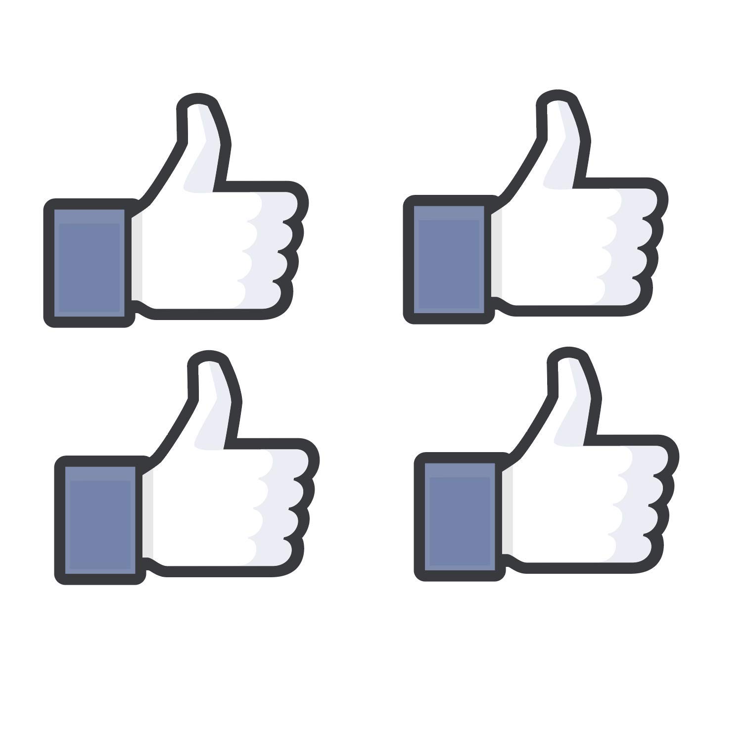 Set of 4 Premium Vinyl Stickers - Facebook Thumbs Up Decals for Cars, Trucks, Bumpers, Windows, Laptops & Water Bottles - 3.5