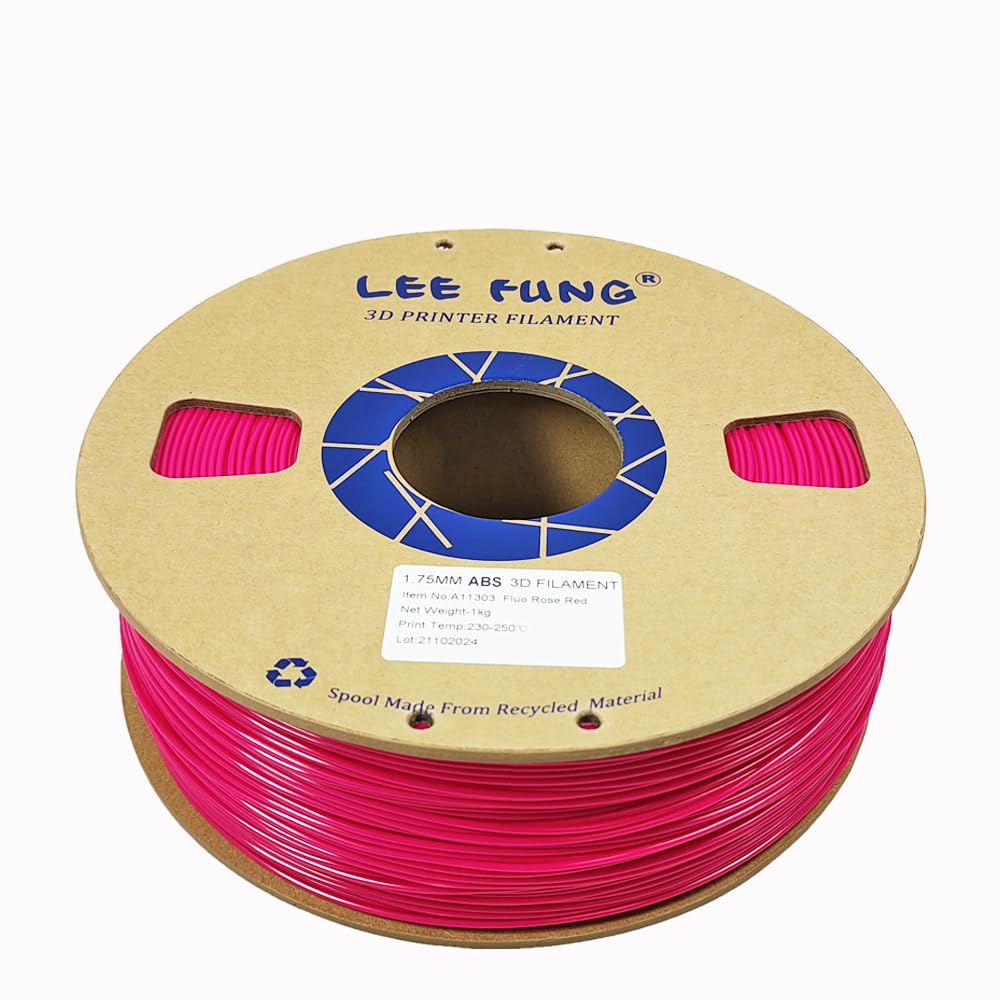 Premium ABS 3D Printer Filament 1.75mm - 1kg (2.2lbs) Spool, ±0.05mm Dimensional Accuracy, Fluorescent Rose Red - Ideal for 3D Printing, DIY Projects, Cosplay & Home Decor