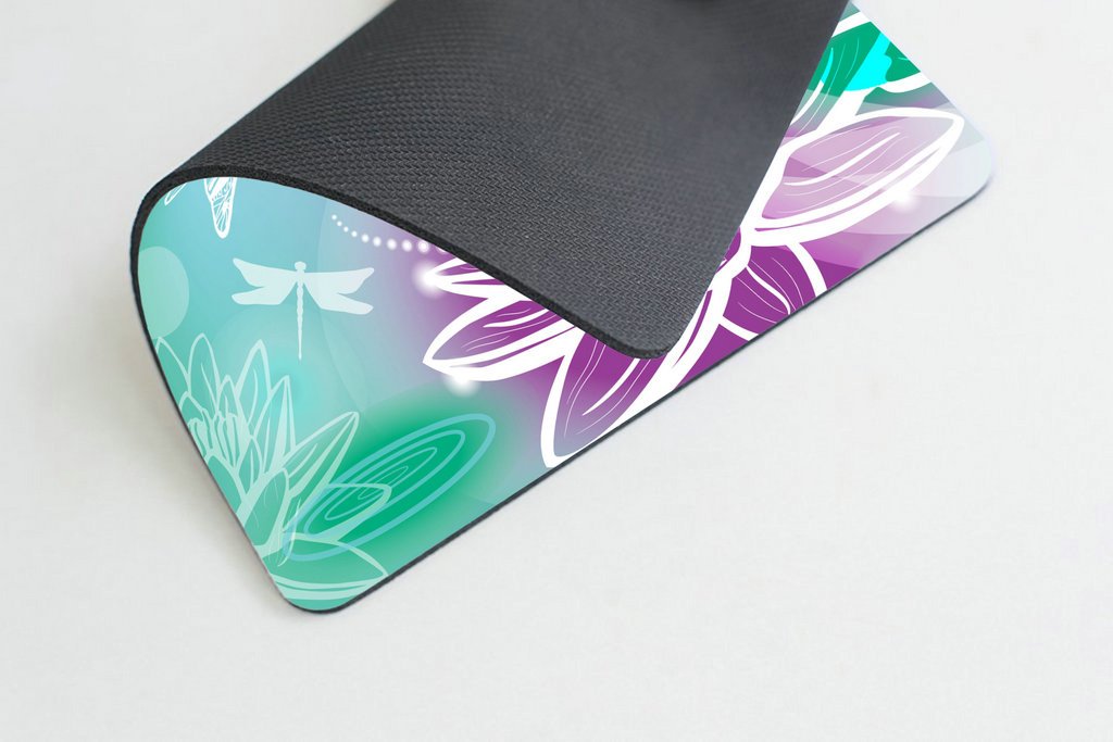 Custom Smooffly Gaming Mouse Pad with Lotus & Dragonfly Design - Large Non-Slip Surface for PC, Laptop, Office & Esports Gaming