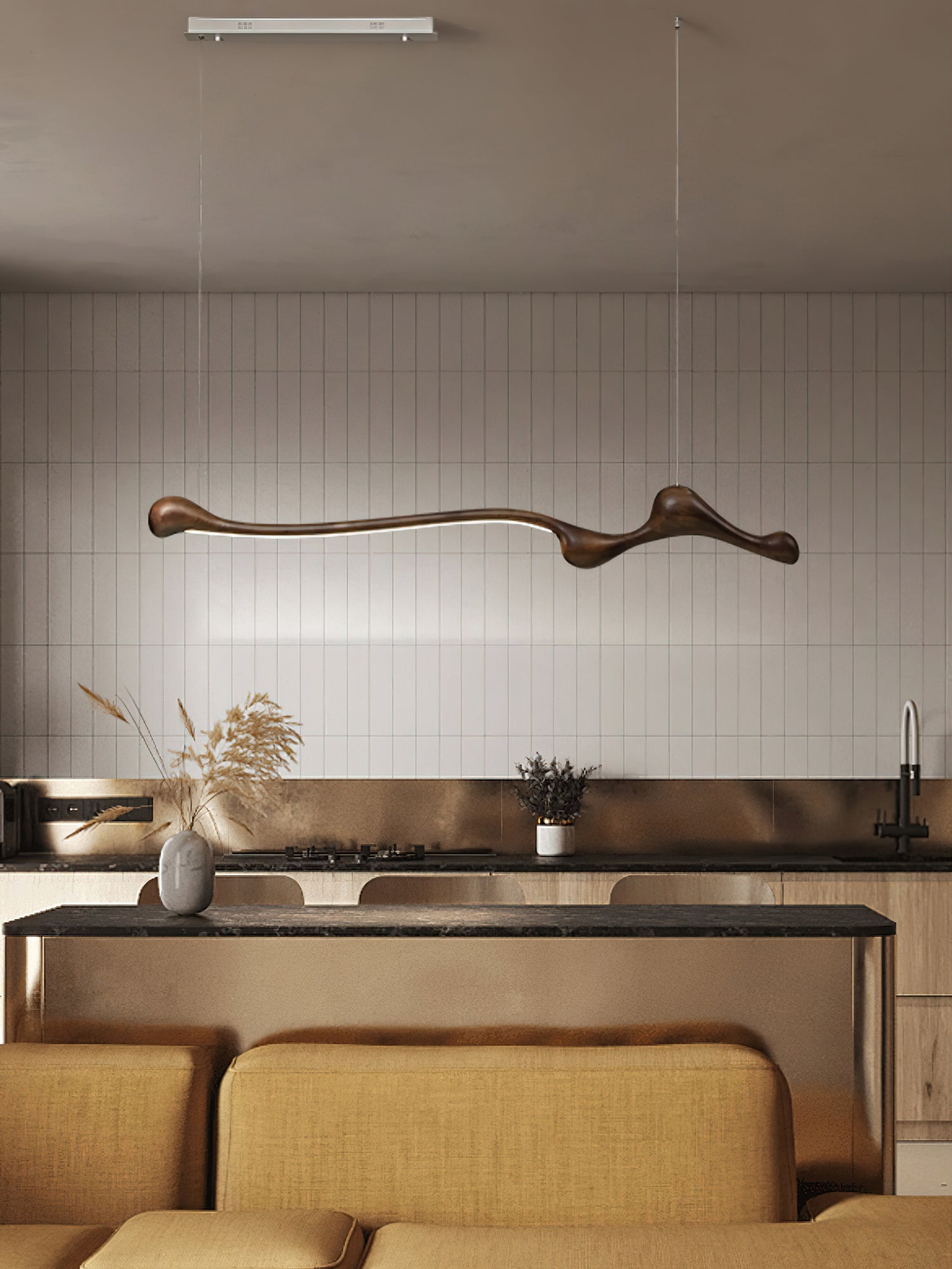 Modern Curva Pendant Lamp - Sleek Hanging Light Fixture for Dining Room, Kitchen Island & Bedroom Decor | Adjustable Height LED Lighting