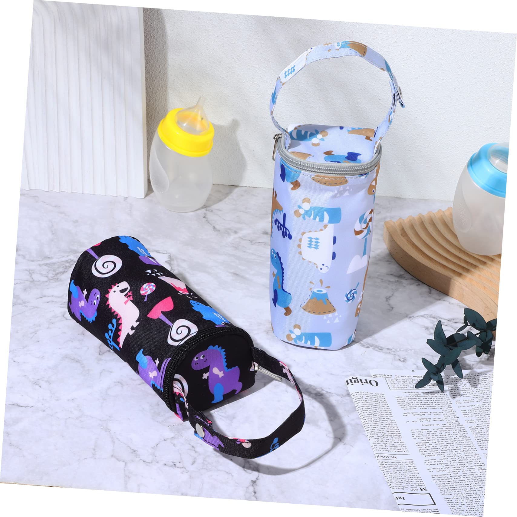 GRIRIW 2-Pack Insulated Baby Bottle Bags with Cute Cartoon Design - Thermal Milk Bottle Holder for Backpack, Portable Breastmilk Storage & Feeding - Perfect for Daycare, Travel & On-the-Go Moms