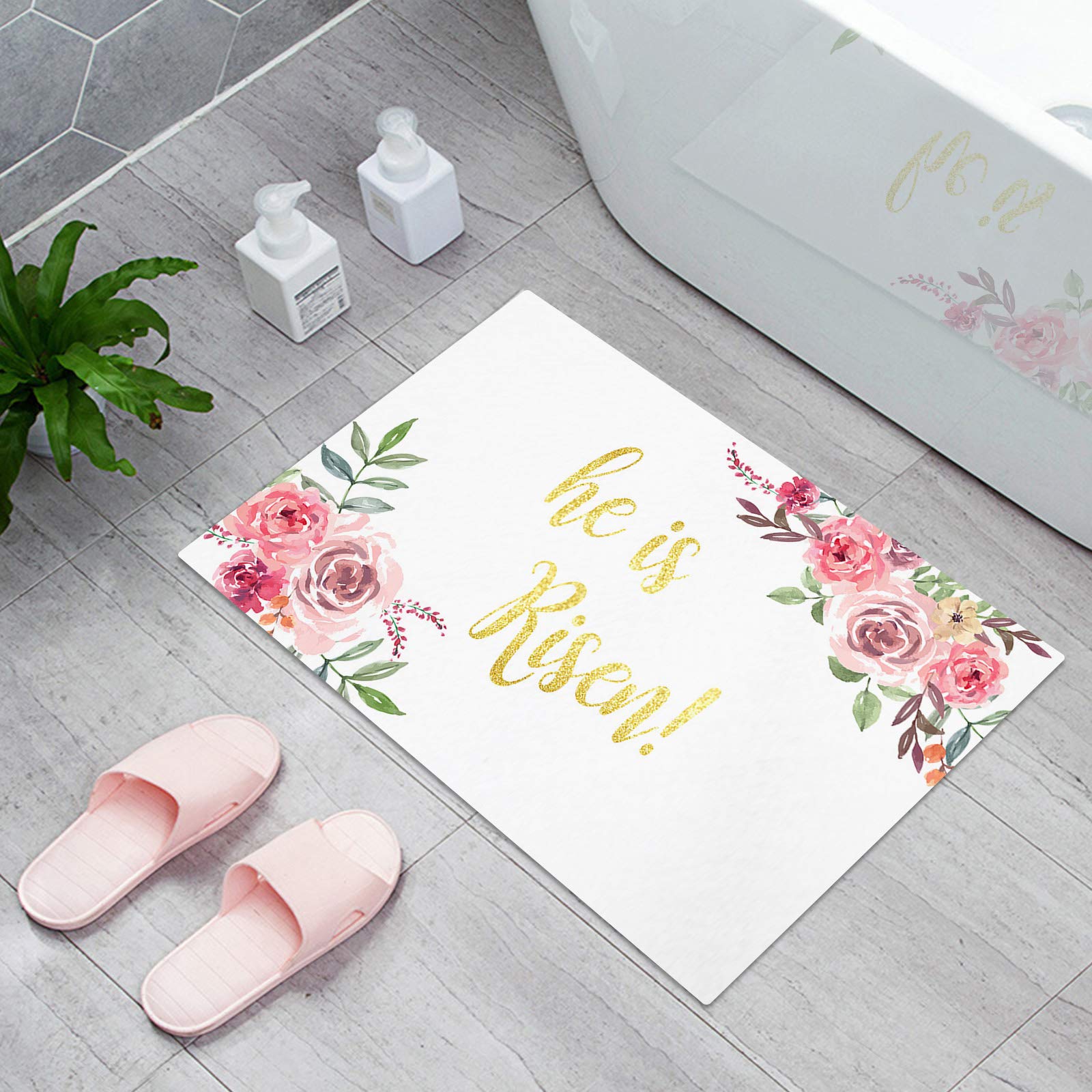 Non-Slip Absorbent Indoor Doormat - Watercolor Floral Bath Rug for Entrance, Kitchen, Bathroom & Bedroom | Spring Decor Floor Mat for Home Safety & Cozy Living Spaces