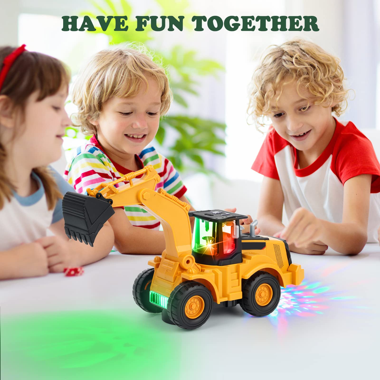 Kizeefun Electric Excavator Truck Toy for Kids Ages 2-5 - Construction Digger Truck with Lights & Music, Universal Wheels - Perfect Birthday & Christmas Gift for Toddler Boys | Outdoor Sandbox & Indoor Pretend Play