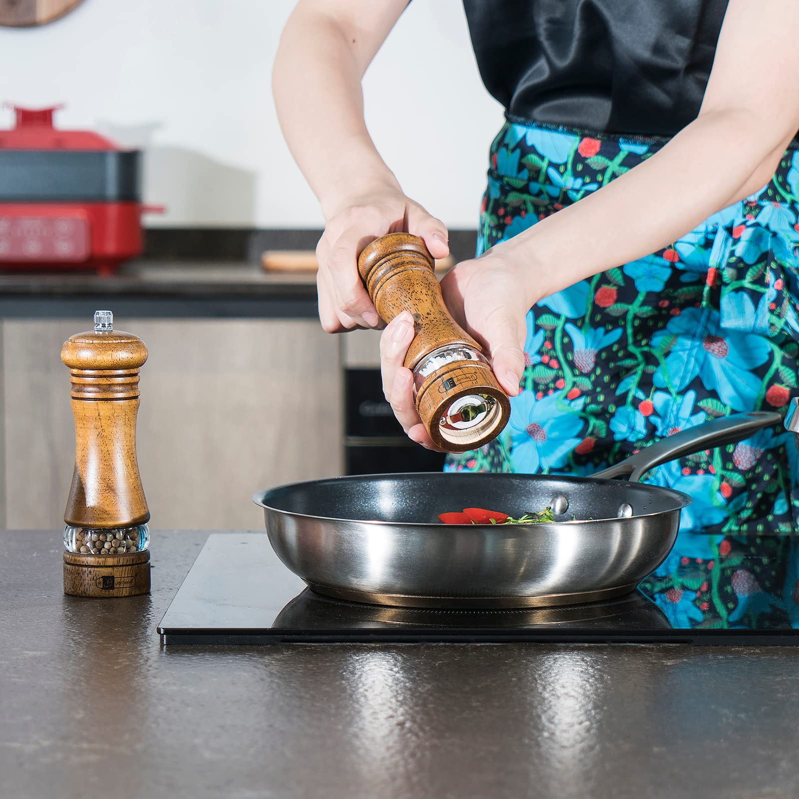 Premium Wooden Salt and Pepper Grinder Set - 6.5