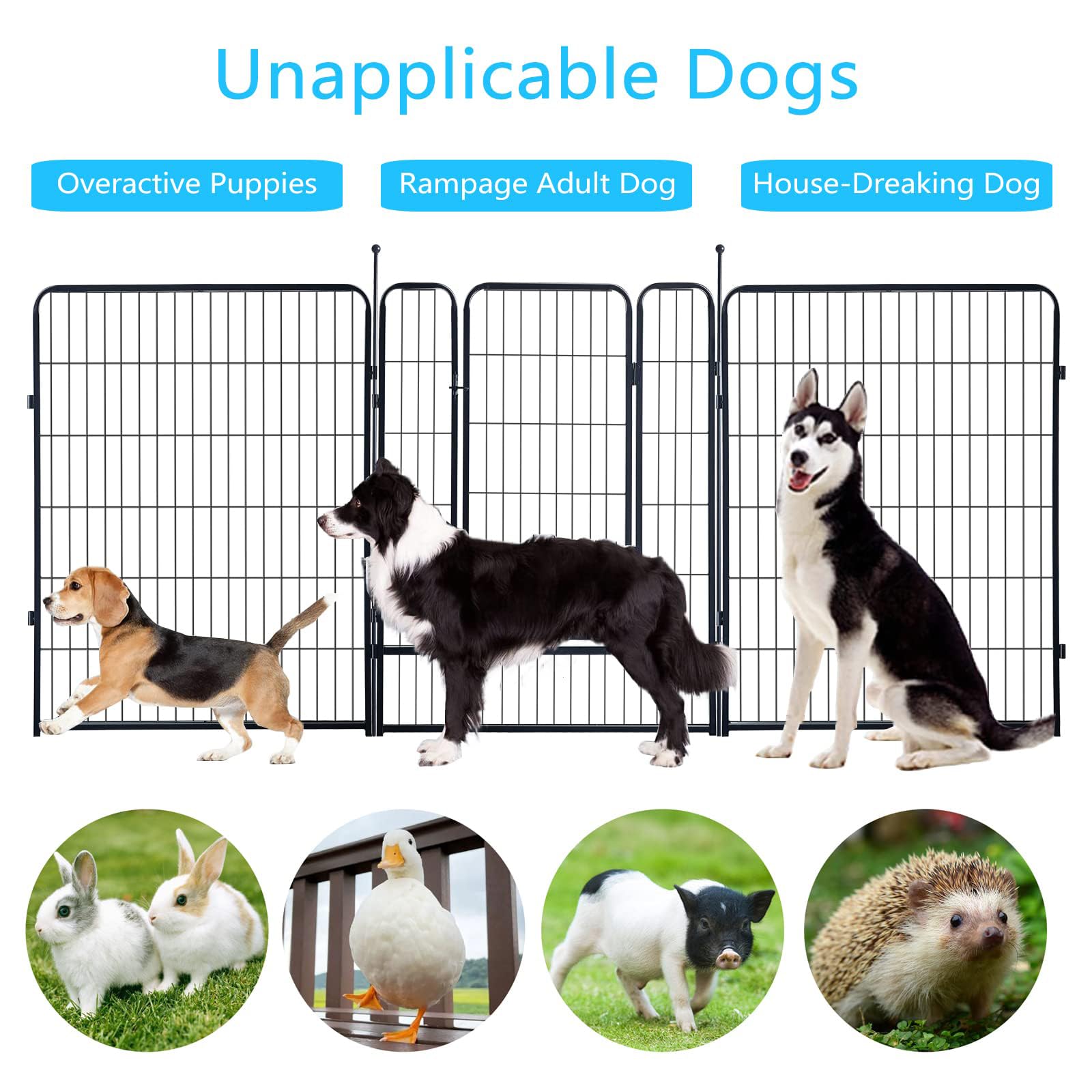 Heavy Duty Metal Dog Playpen - Portable Pet Exercise Fence for Small, Medium & Large Dogs | Indoor & Outdoor Use | RV Camping, Backyard, Travel & Home Protection (8 Panels, 40 Inch, Jet Black)