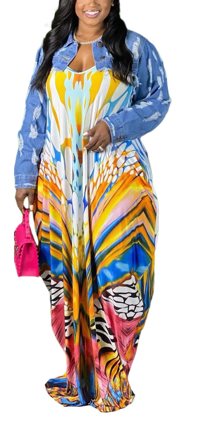 Plus Size Women's Casual Dress for Club Party Cocktail Beach Wear - Flowy Comfortable Maxi Dress for Fall Summer Spring - Perfect for Outdoor Events Vacations and Date Nights