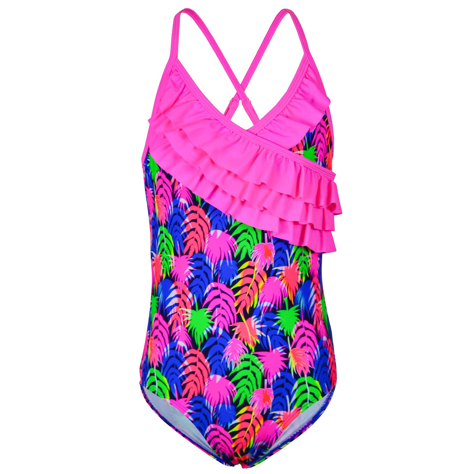 Kauego Girls One Piece Swimsuits - Hawaiian Ruffle Swimwear for Kids, Toddler & Teen Beach Bathing Suit | Perfect for Pool Party, Summer Vacation & Water Play