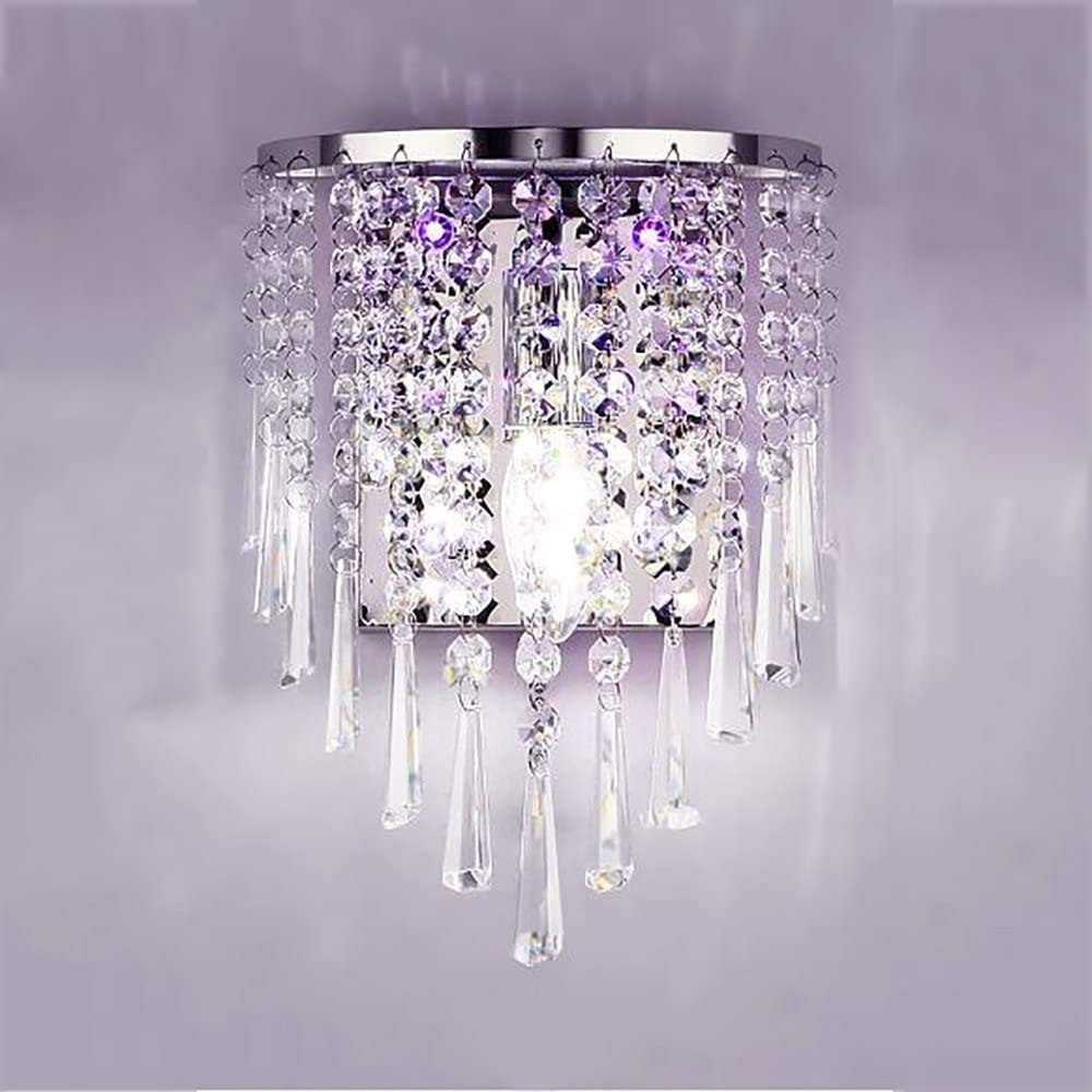 European Style LED Crystal Ceiling & Wall Lamp - Stainless Steel Bedside Light for Bedroom, Living Room, Stairway & Aisle Lighting (Silver, Small) - Perfect for Romantic Ambiance & Home Decoration