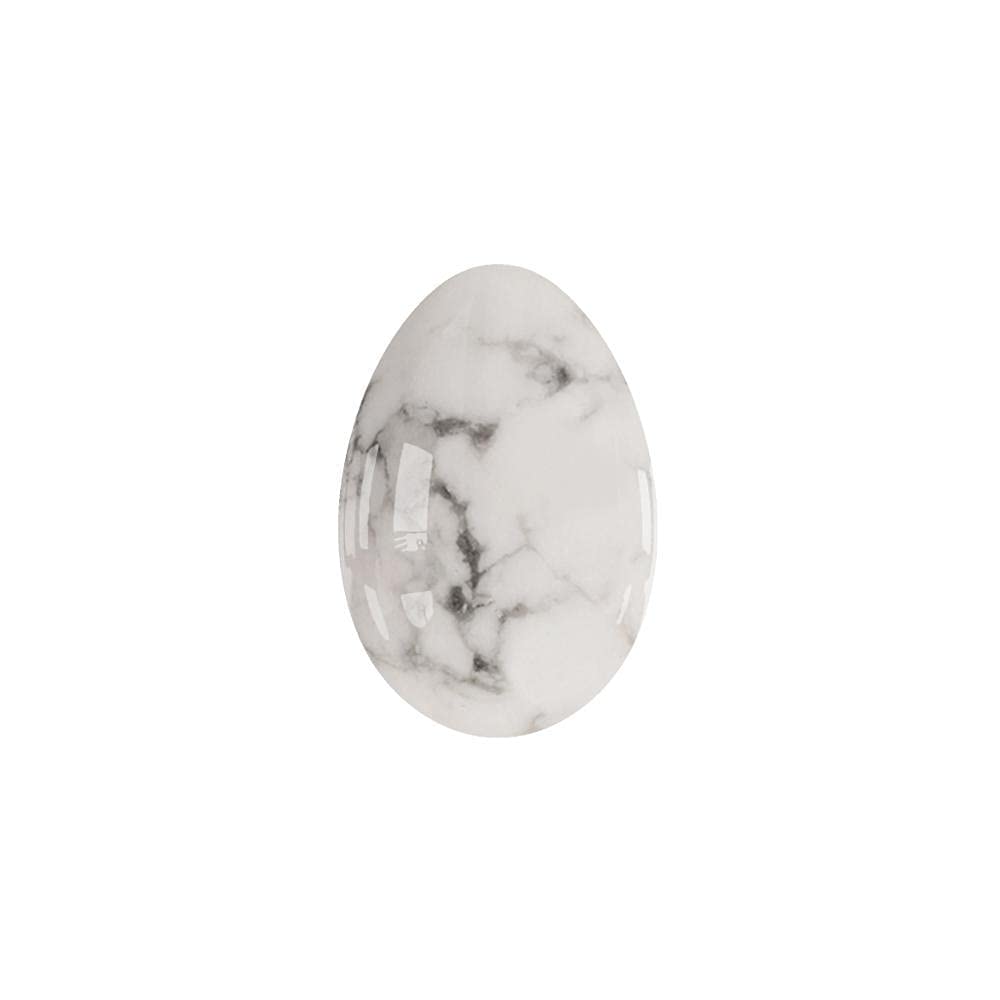 Natural Jade Yoni Egg for Kegel & Pelvic Floor Exercises - Undrilled Rose Quartz & White Howlite Egg (40x25mm) - Enhance Intimate Wellness & Feminine Energy