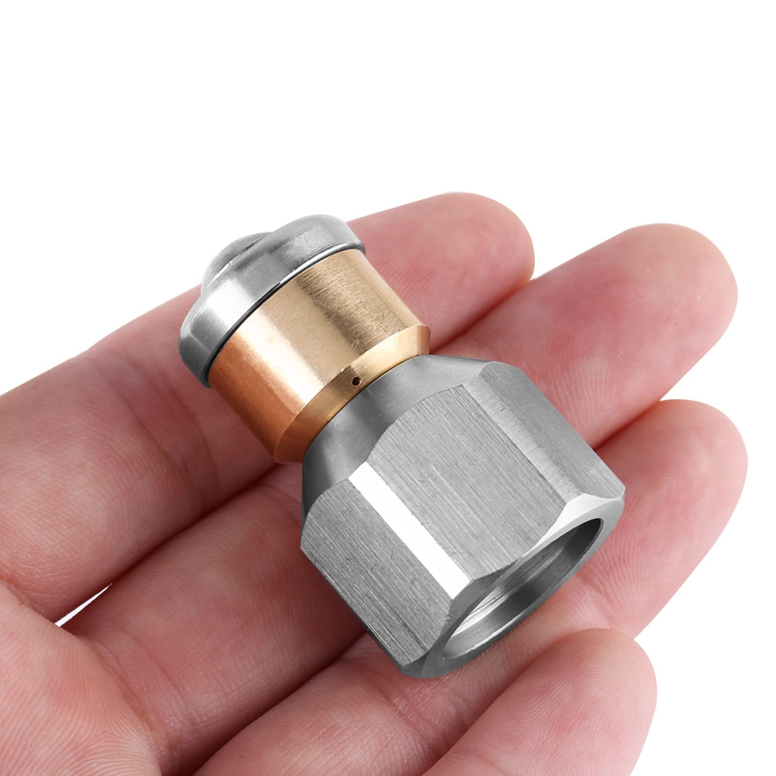 Stainless Steel Pressure Sewer Cleaning Nozzle - 3/8BSP Female SS304 Rotary Drain Pipe Washing Tool for Gardening, Car Washing & High-Pressure Cleaning | Heavy-Duty Plumbing & Outdoor Cleaning Accessory