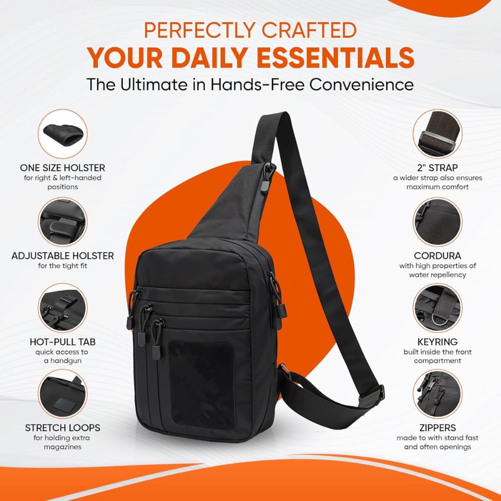 Raptor Sling Bag - Tactical Shoulder Chest Pack for Men & Women | Durable Right-Handed EDC Sling Backpack | Ideal for Shooting, Hunting, Hiking, Travel & Everyday Carry (EDC) | Compact & Versatile Design for Outdoor Adventures & Daily Commute