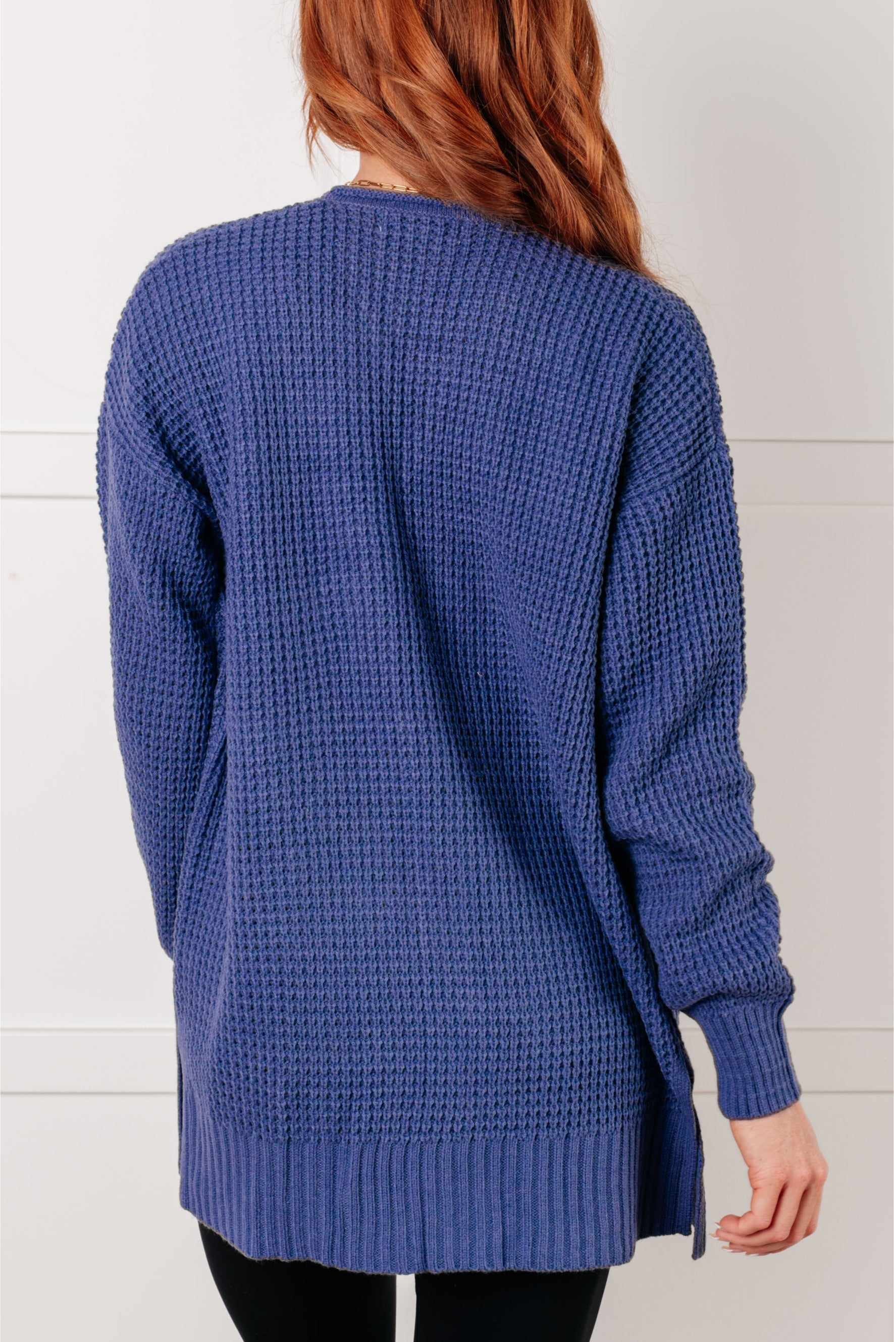 Everything Layer Waffle Knit Open Front Cardigan Sweater - Cozy Marlin Blue Long Sleeve Wrap Cardigan for Women | Perfect for Fall, Winter & Layering Outfits